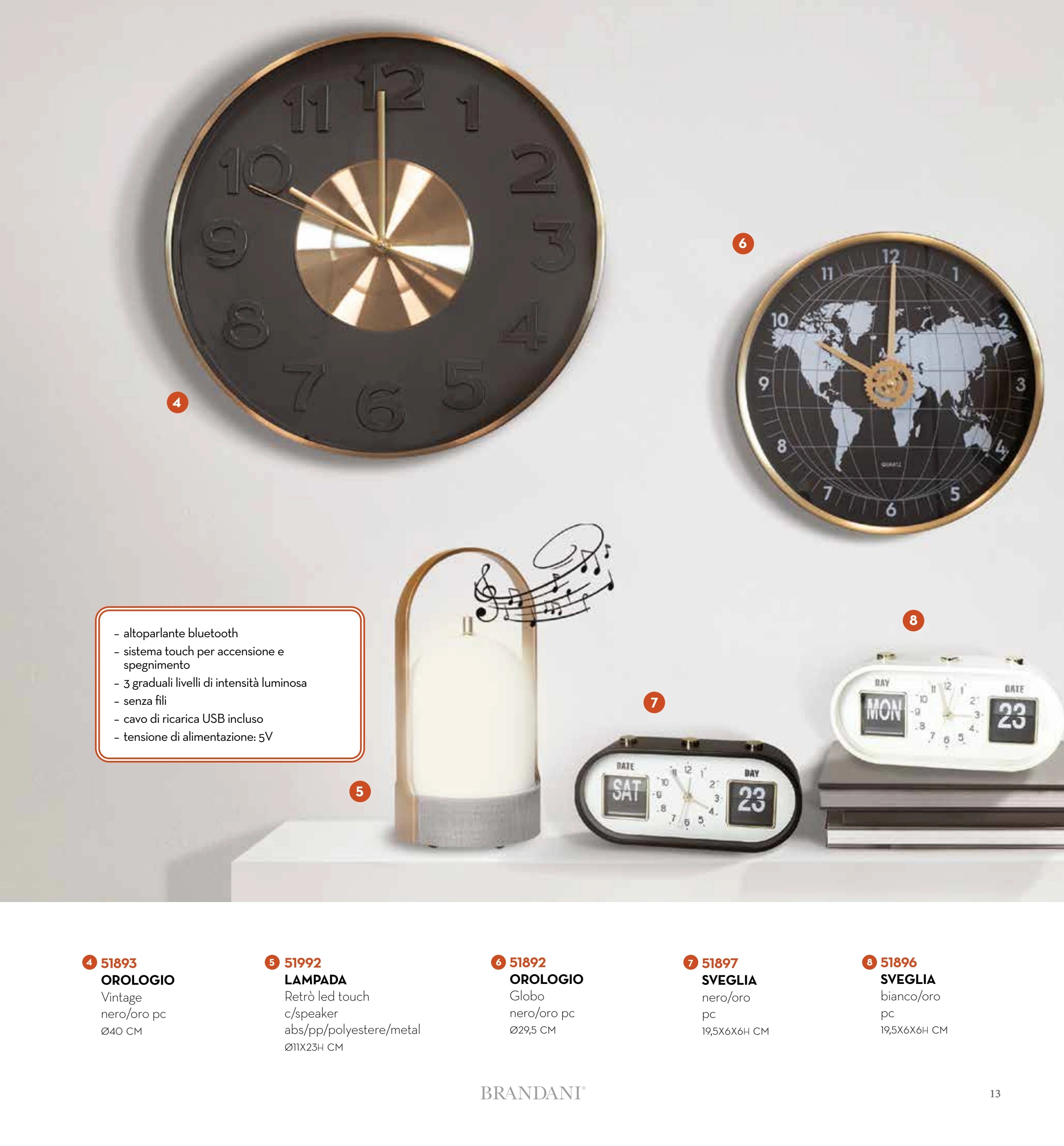 DESPERTADOR BOTONES BLANCO Y ORO PC — brandani-catalogo-home-2026 pág. 13