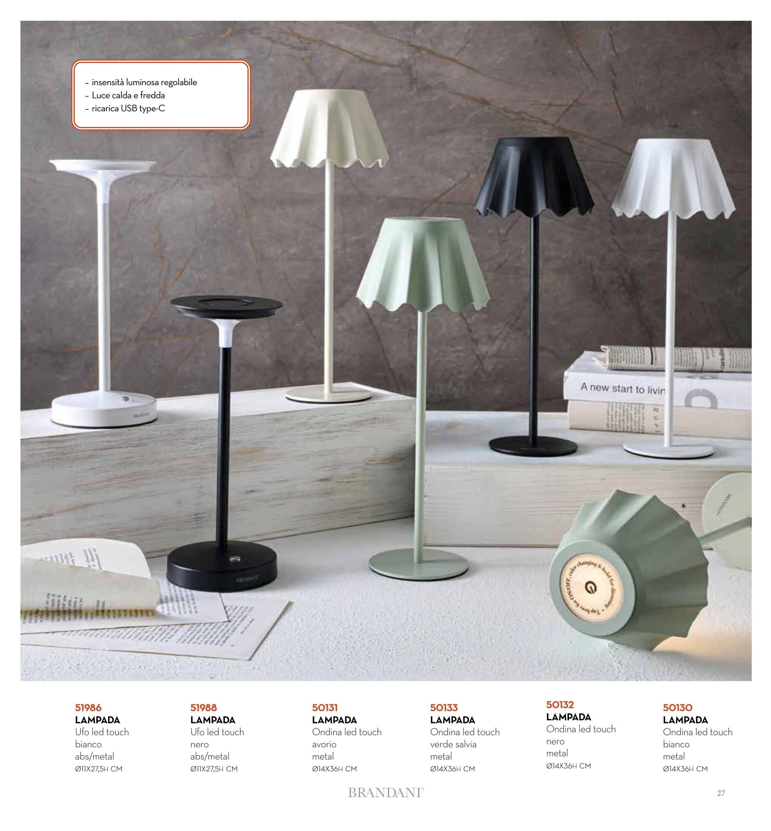 LAMPARA UFO LED TOUCH BLANCA — brandani-catalogo-home-2026 pág. 27