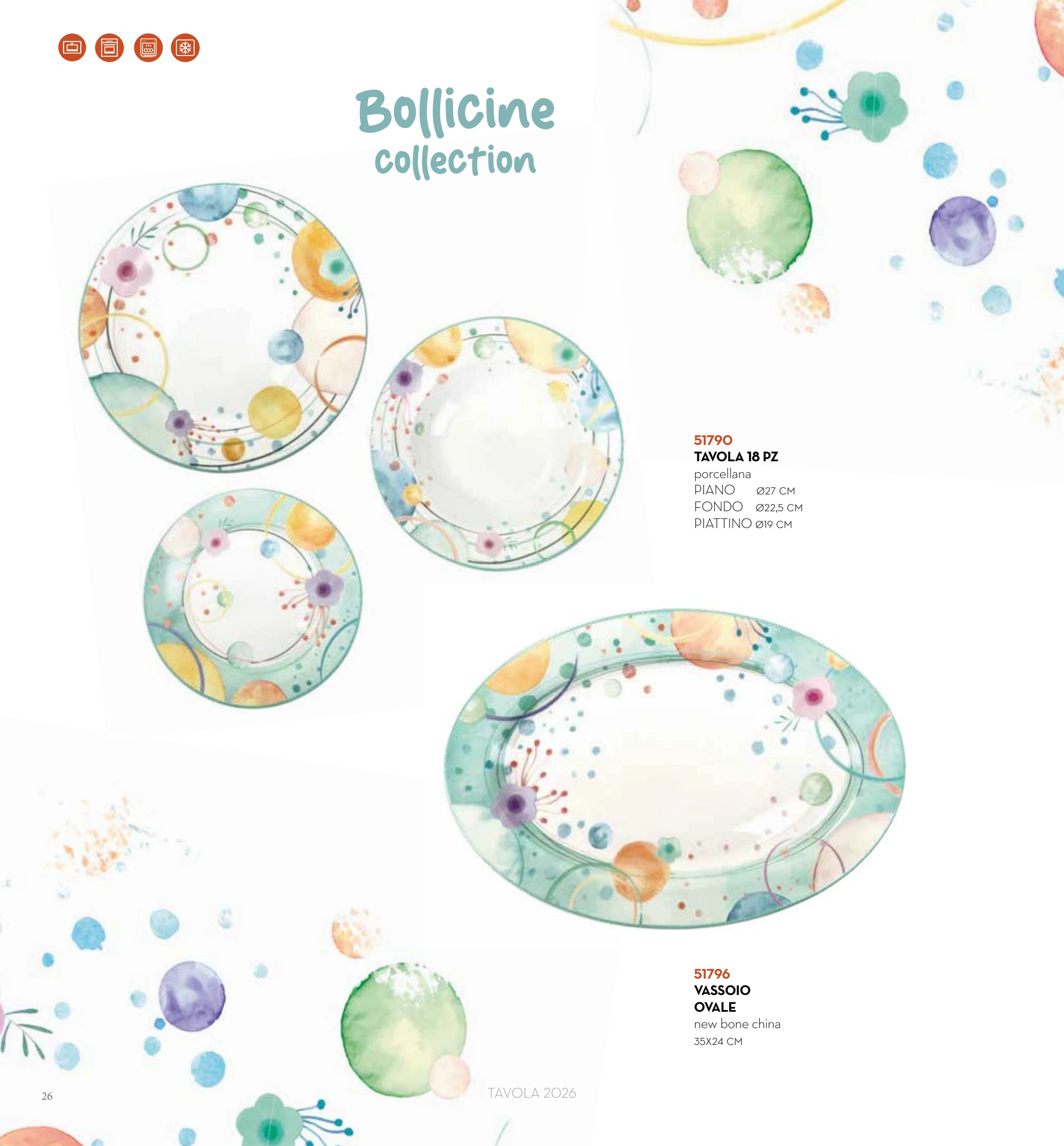 SET DE MESA 18 PZAS BOLLICINE — brandani-catalogo-tavola-2026 pág. 28