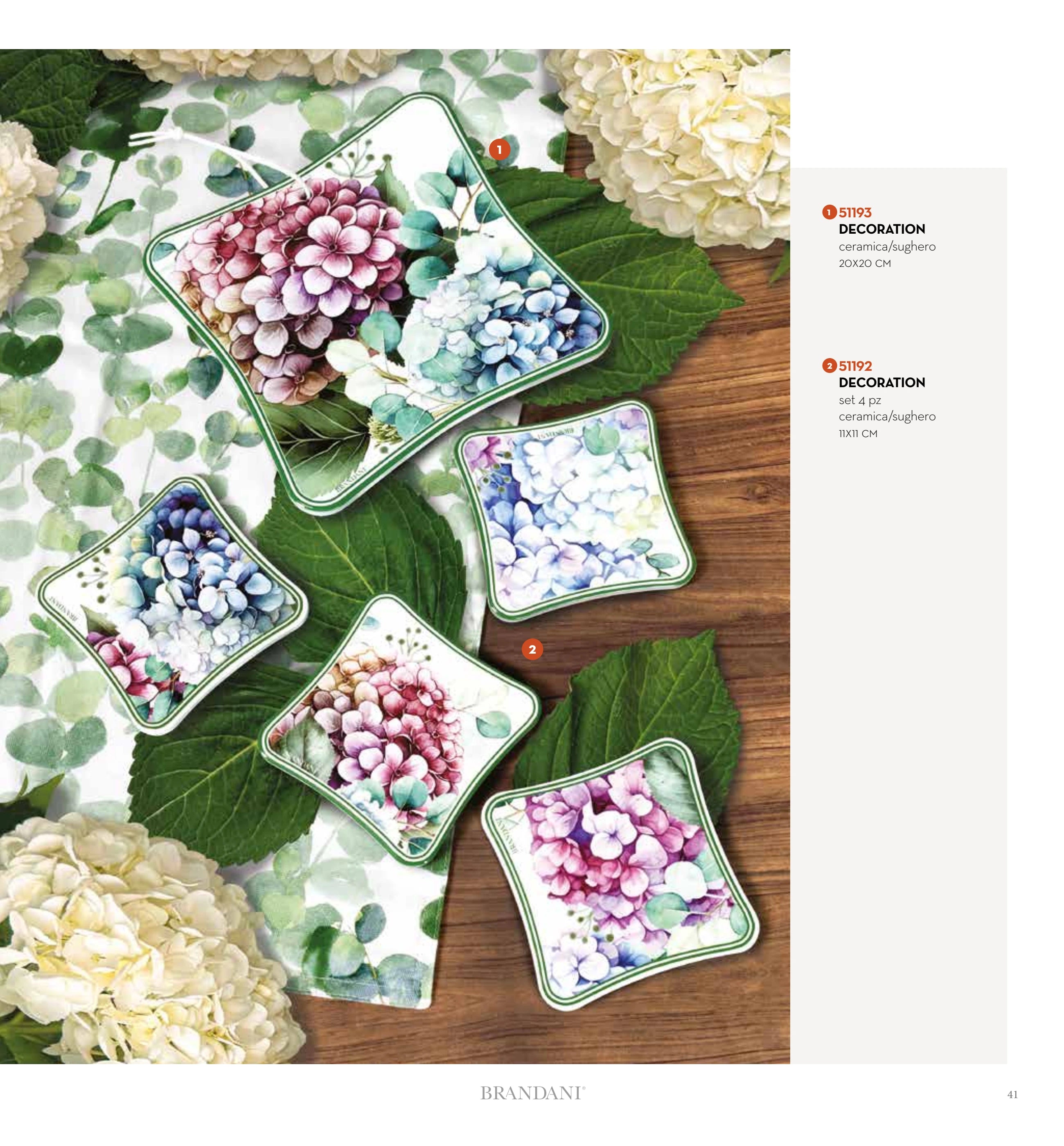 SET 4 POSAVASOS FLORA CERAMICA/CORCHO — brandani-catalogo-tavola-2026 pág. 43