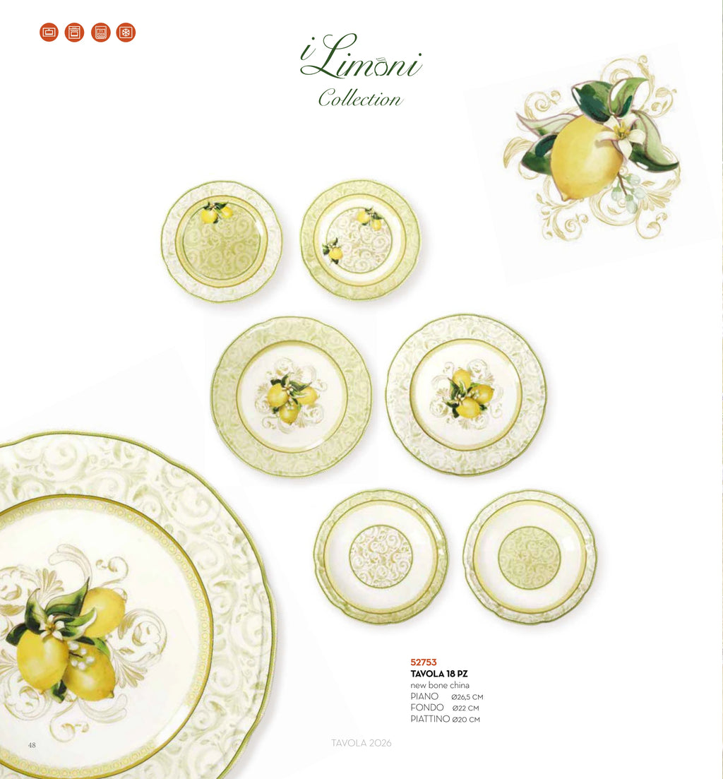 SET DE MESA 18 PZAS LIMONI NEW BONE CHINA — brandani-catalogo-tavola-2026 pág. 51