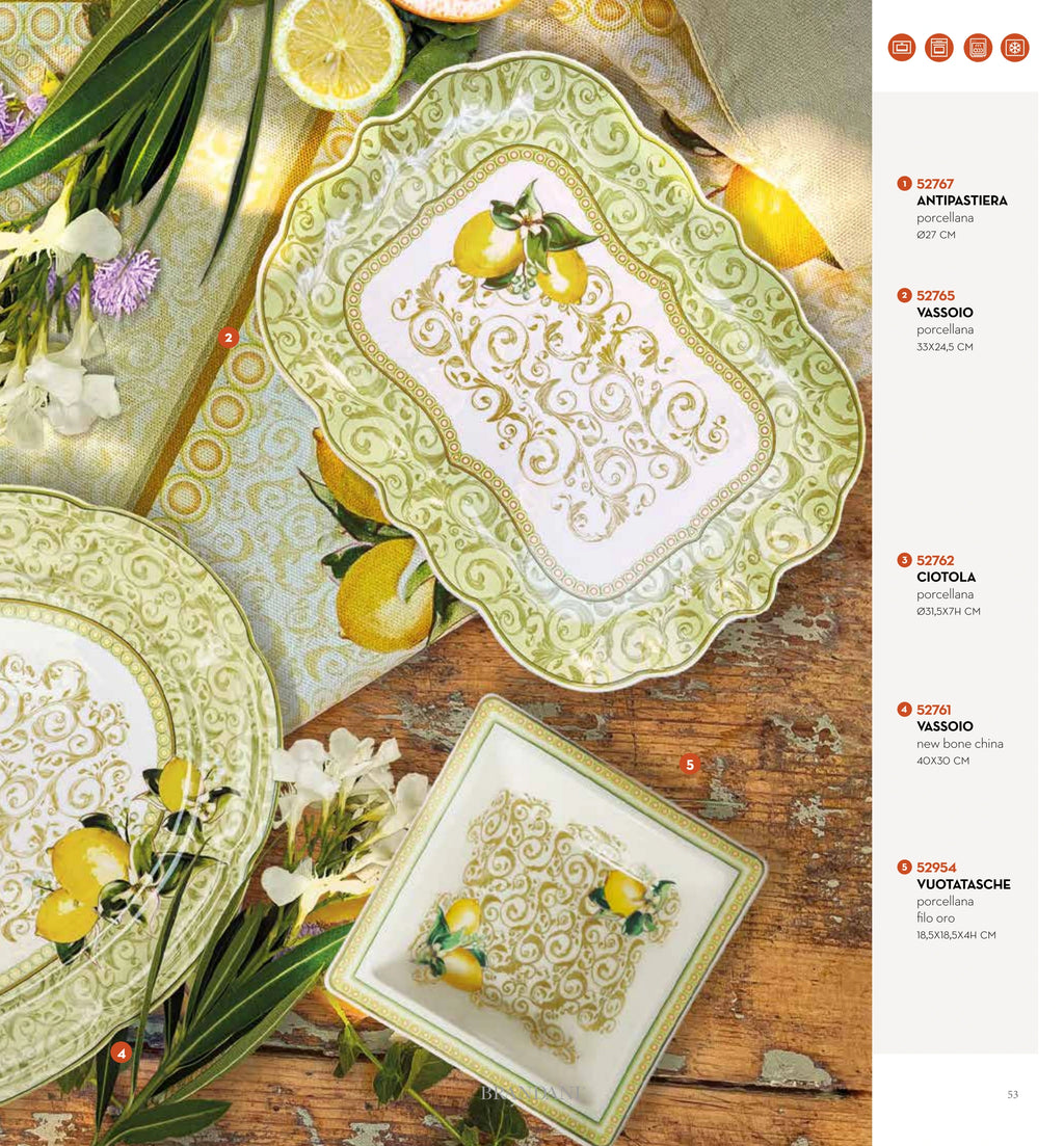 FUENTE CUADRADA PEQUEÃ‘A LIMONI PORCELANA — brandani-catalogo-tavola-2026 pág. 52