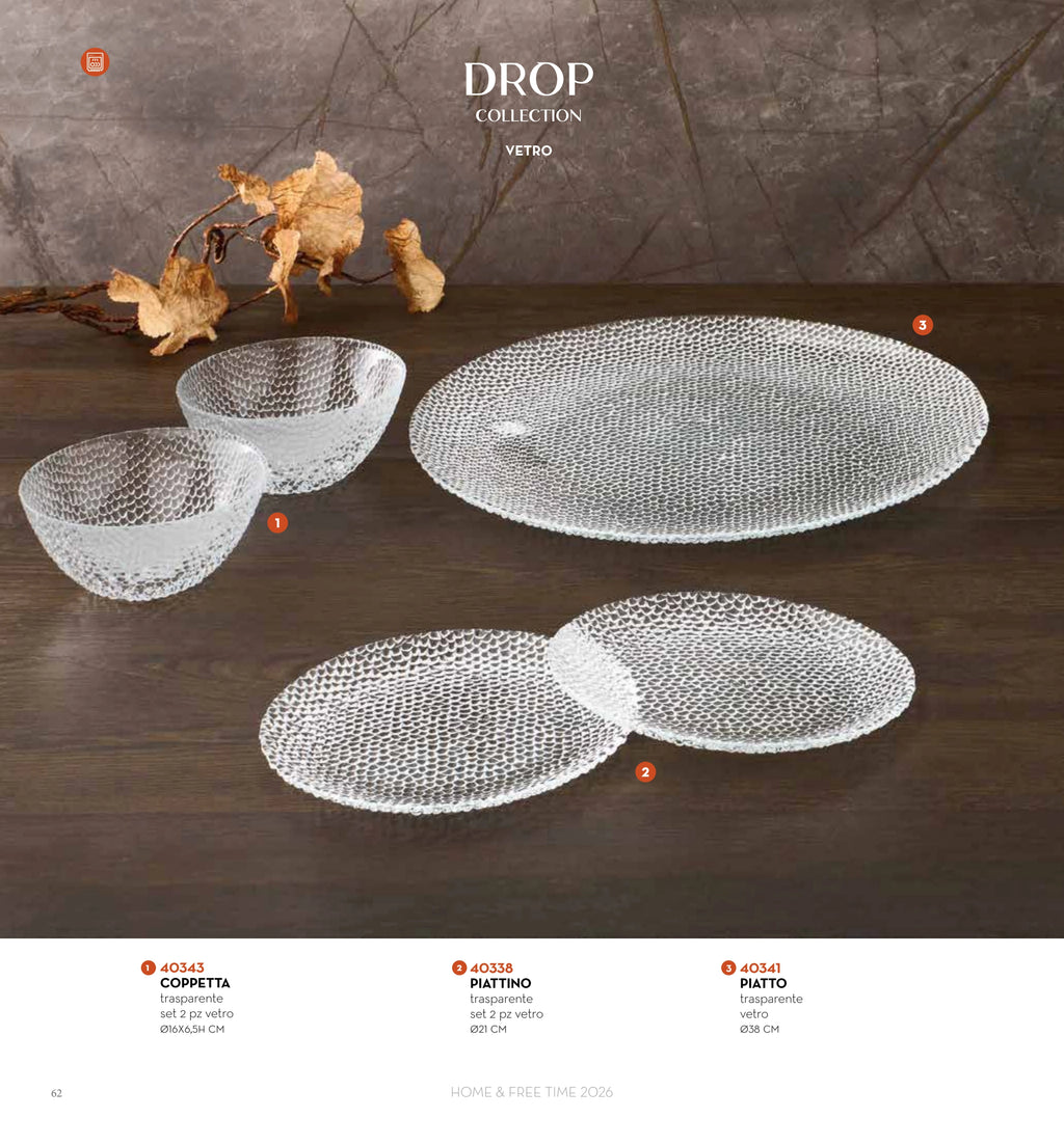 SET 2 PZAS. PLATOS POSTRE DROP TRASPARENTE CM D 21 — brandani-catalogo-home-2026 pág. 61