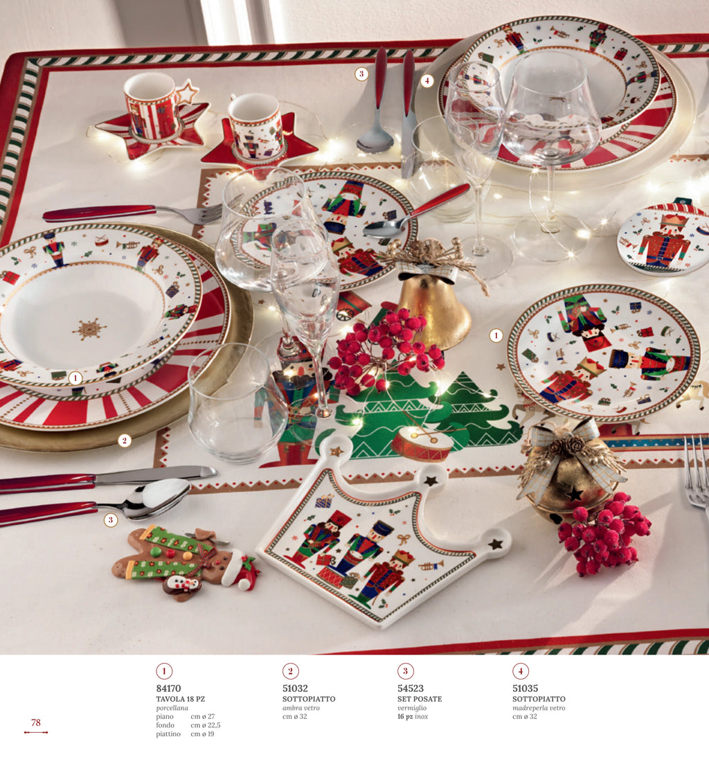 SET DE MESA 18 PZAS LO SCHIACCIANOCI PORCELANA — yebw pág. 81