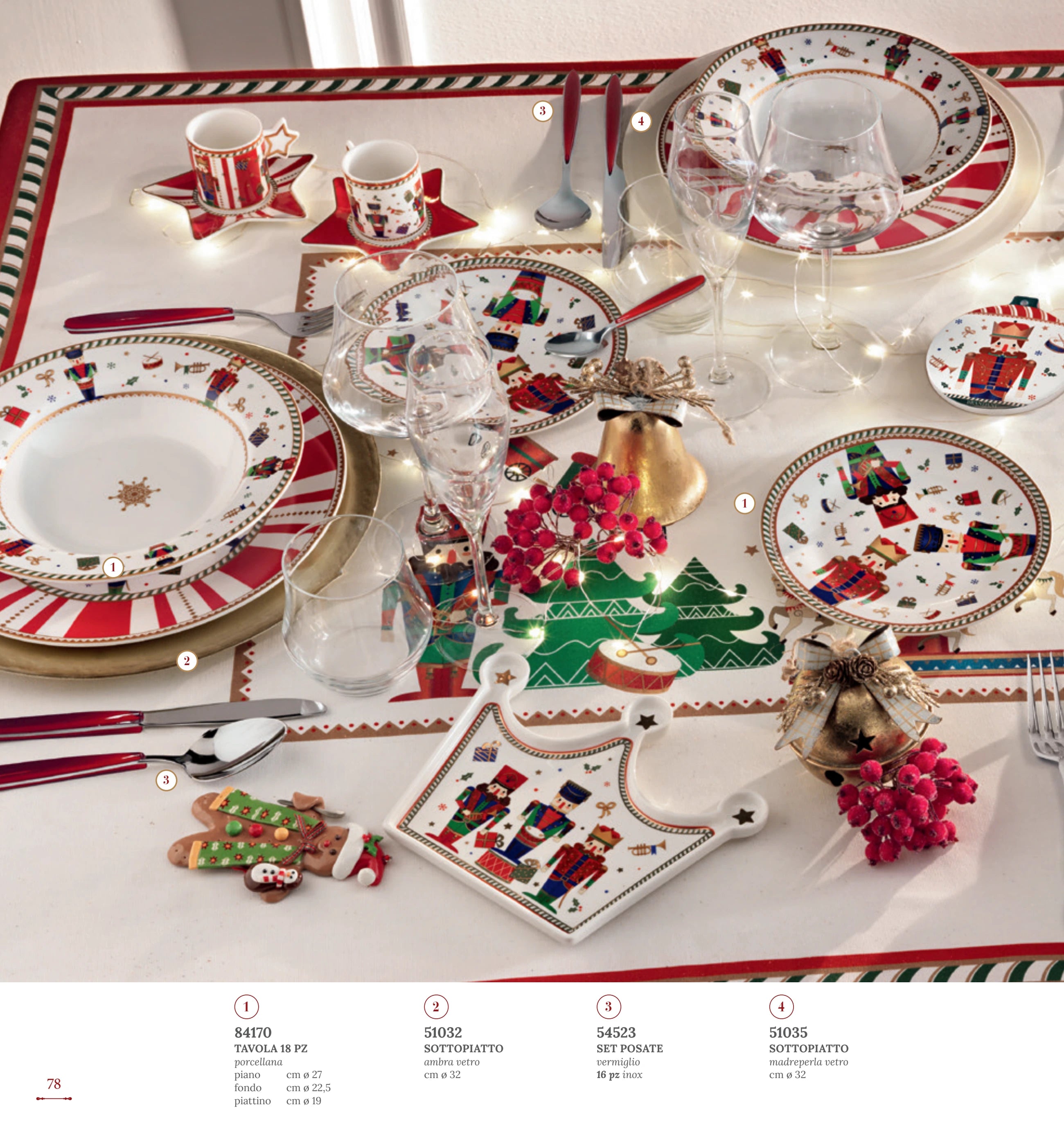 SET DE MESA 18 PZAS LO SCHIACCIANOCI PORCELANA — yebw pág. 81
