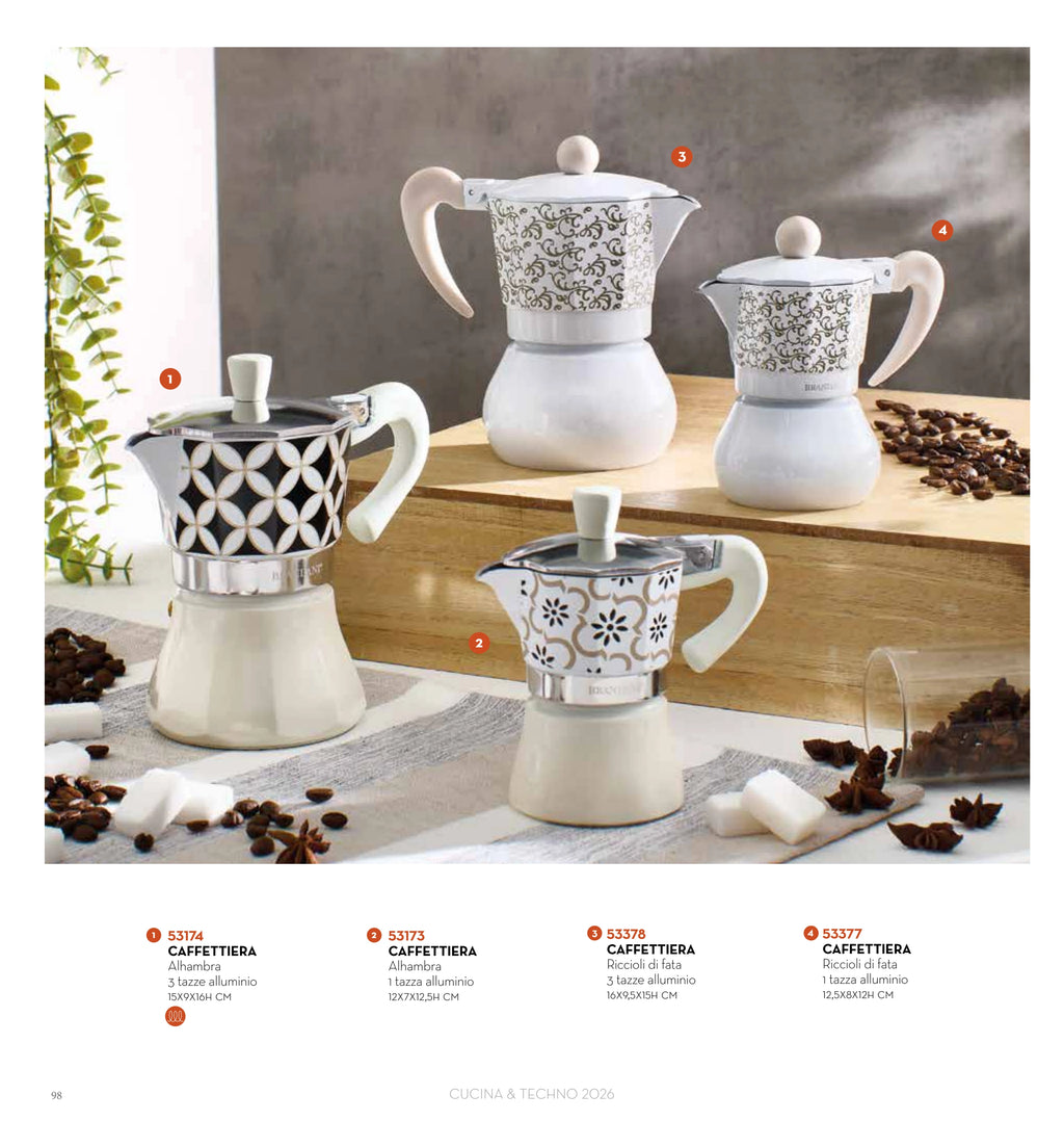 CAFETERA ALHAMBRA 3 TAZAS CROMADA ALUMINIO — rbsi pág. 101