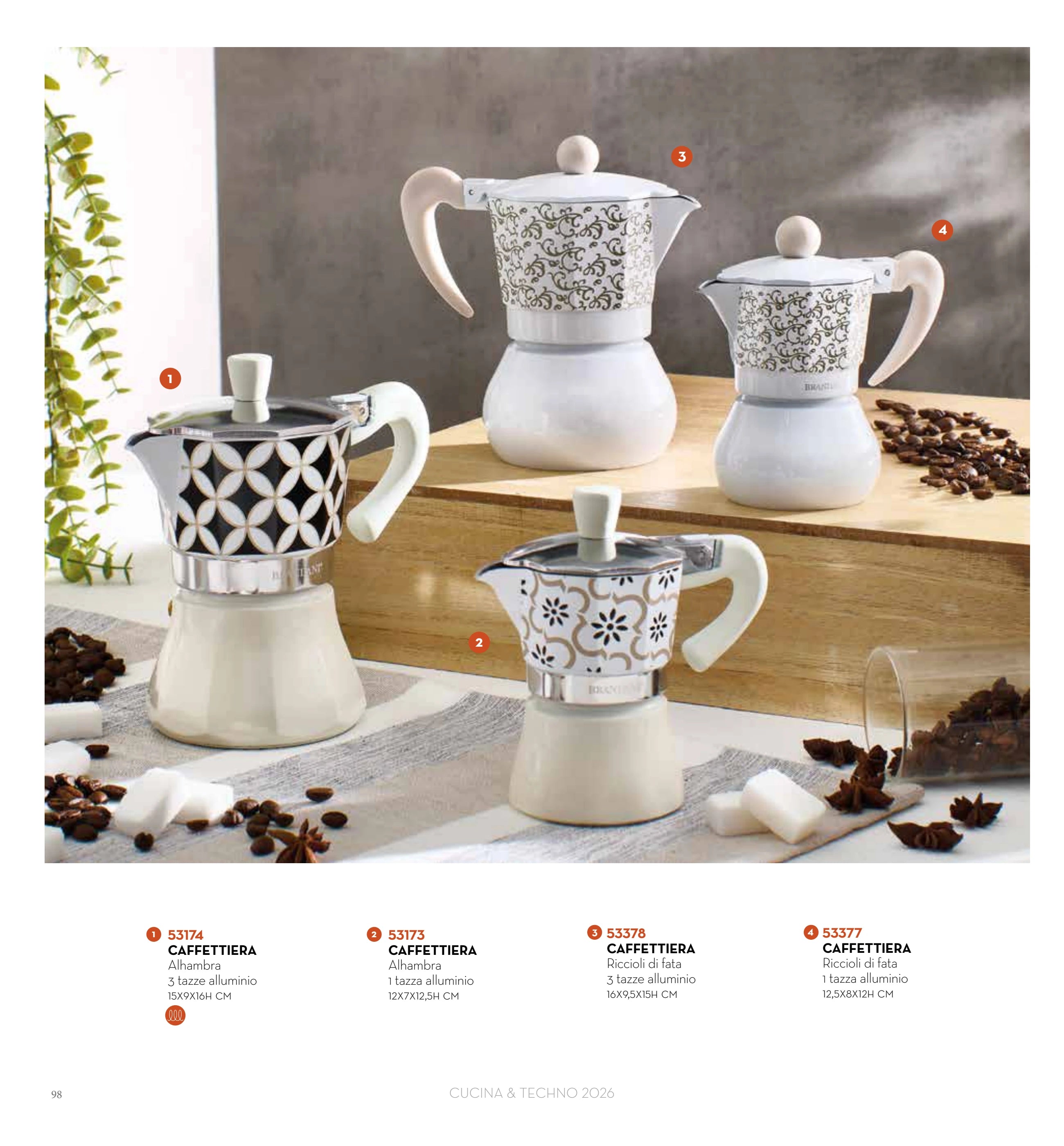 CAFETERA ALHAMBRA 3 TAZAS CROMADA ALUMINIO — rbsi pág. 101