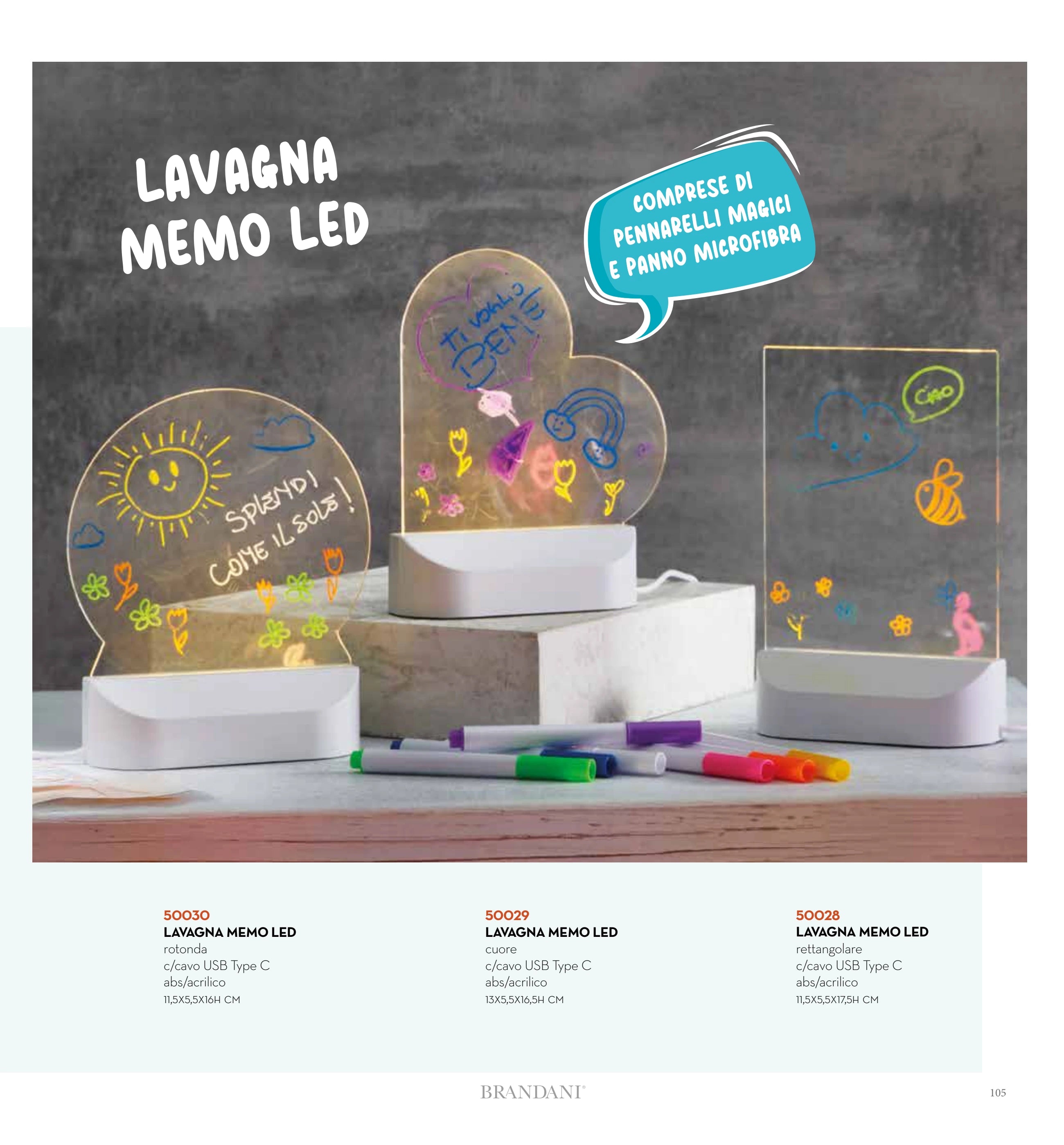 PIZARRA DE PINTAR CORAZON CON MEMORIA Y USB — brandani-catalogo-home-2026 pág. 103
