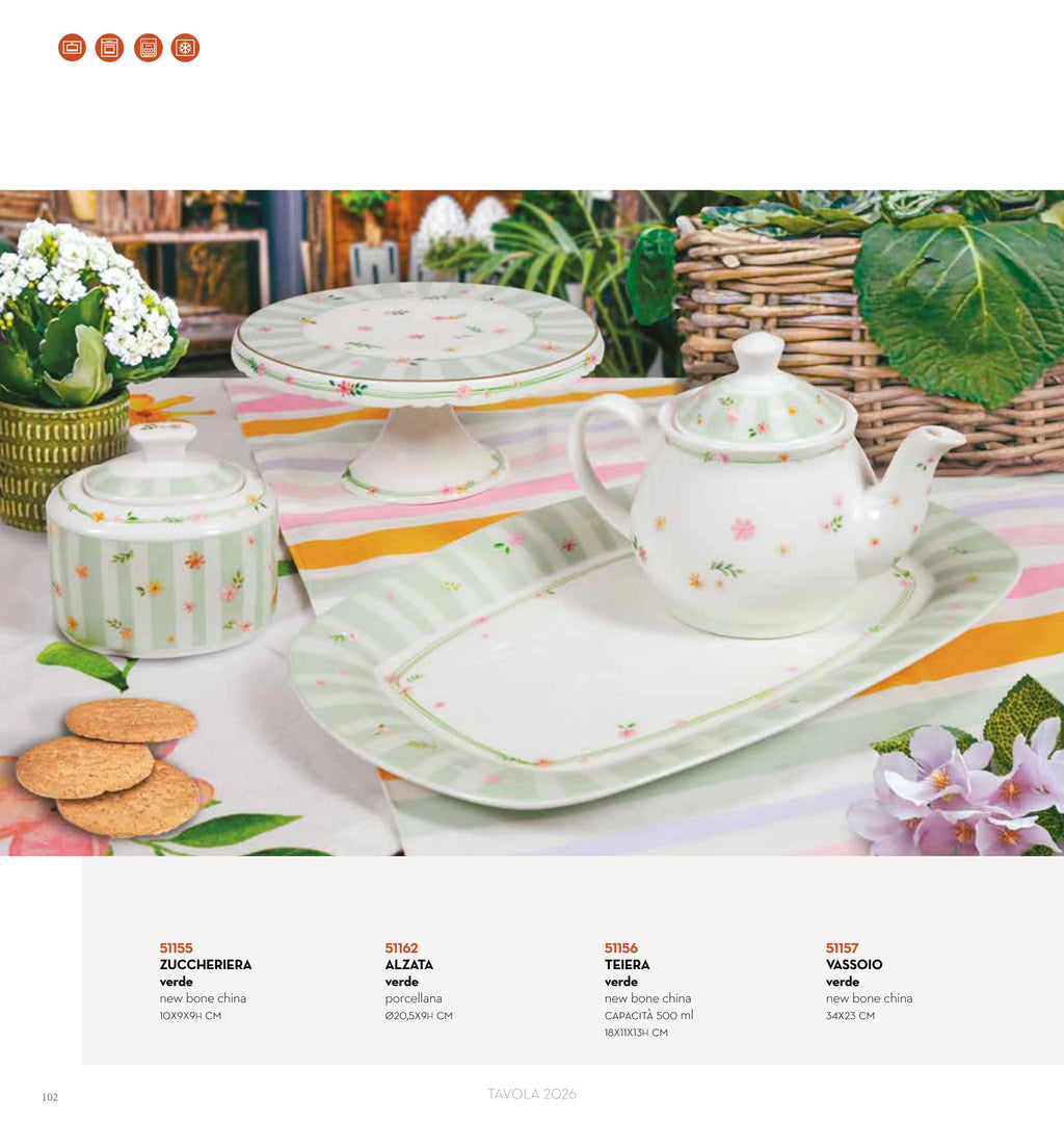 AZUCARERO POLLINE VERDE NEW BONE CHINA — brandani-catalogo-tavola-2026 pág. 105