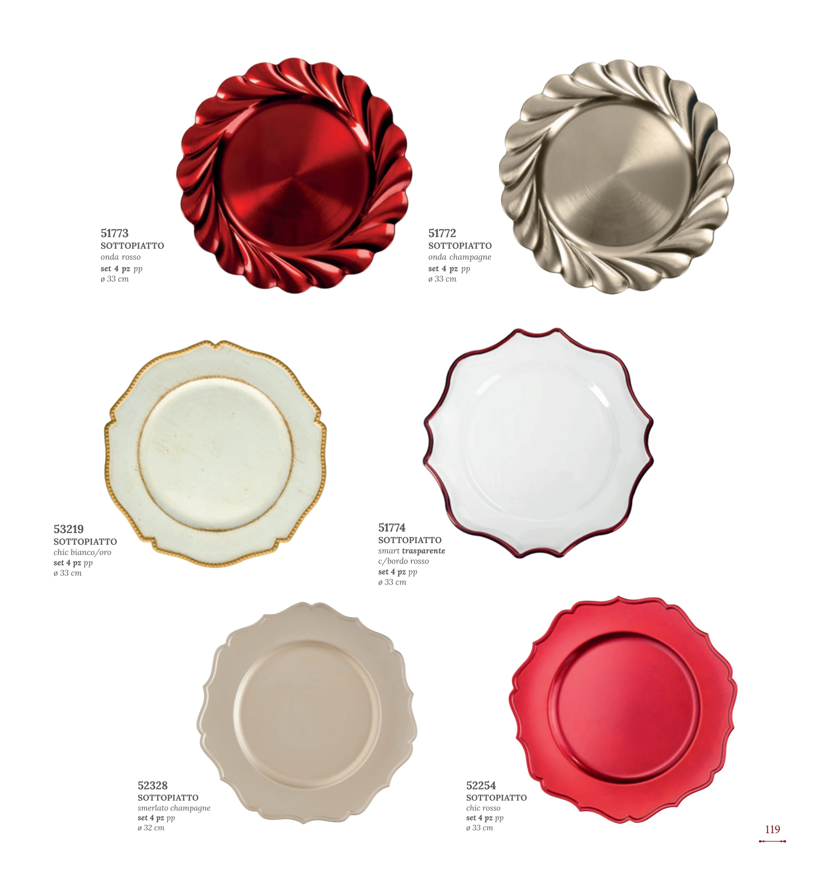 SET 4 PZAS BAJOPLATOS CHIC RED — yebw pág. 113