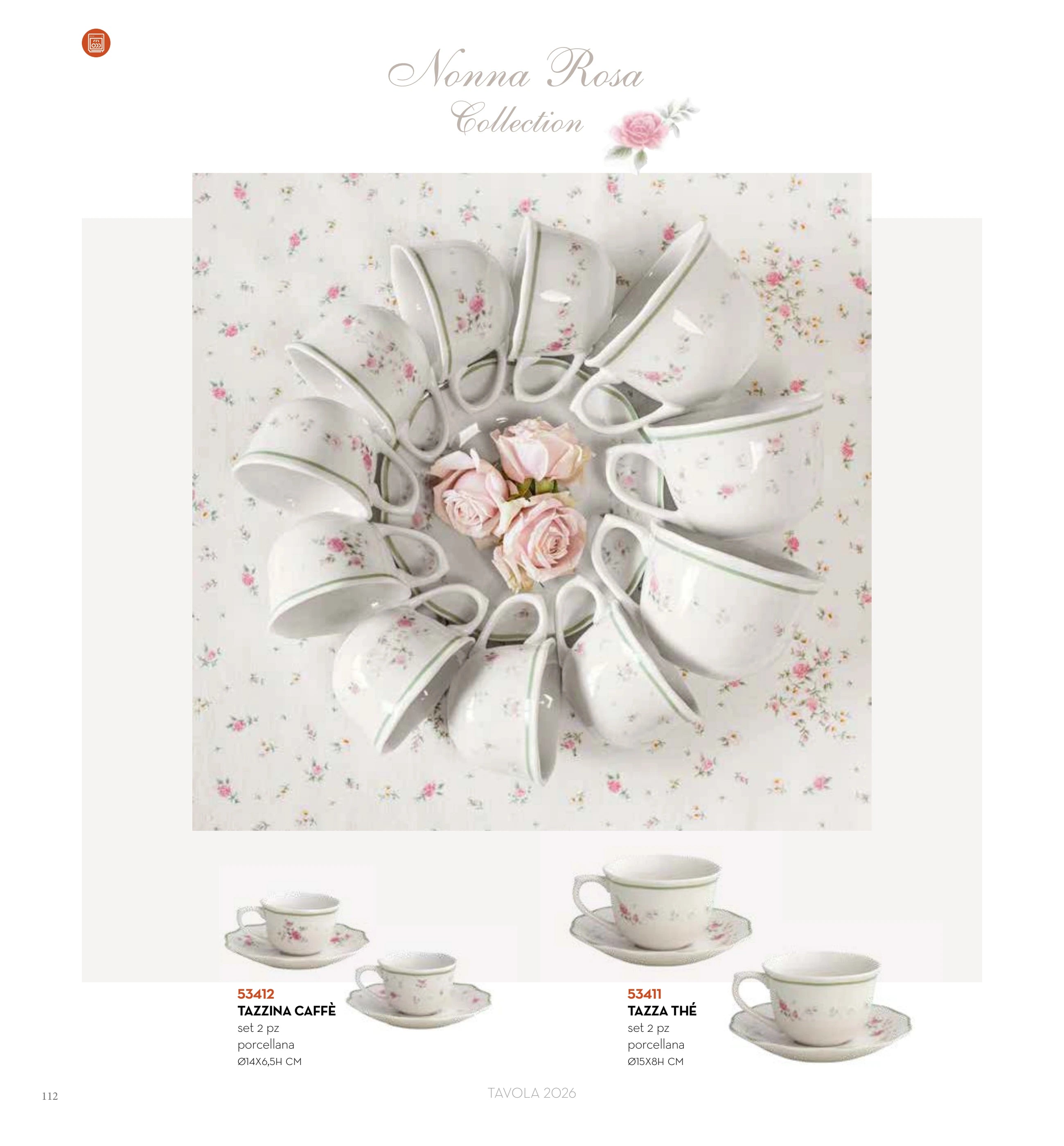 SET 2 TAZAS THE NONNA ROSA PORCELANA — brandani-catalogo-tavola-2026 pág. 115