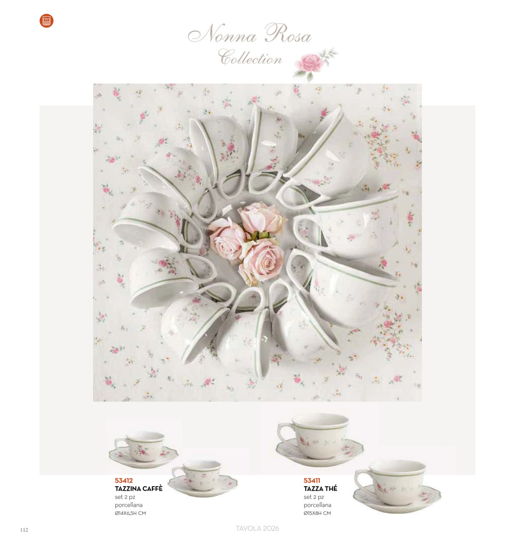 SET 2 TAZAS CAFE NONNA ROSA PORCELANA — brandani-catalogo-tavola-2026 pág. 115