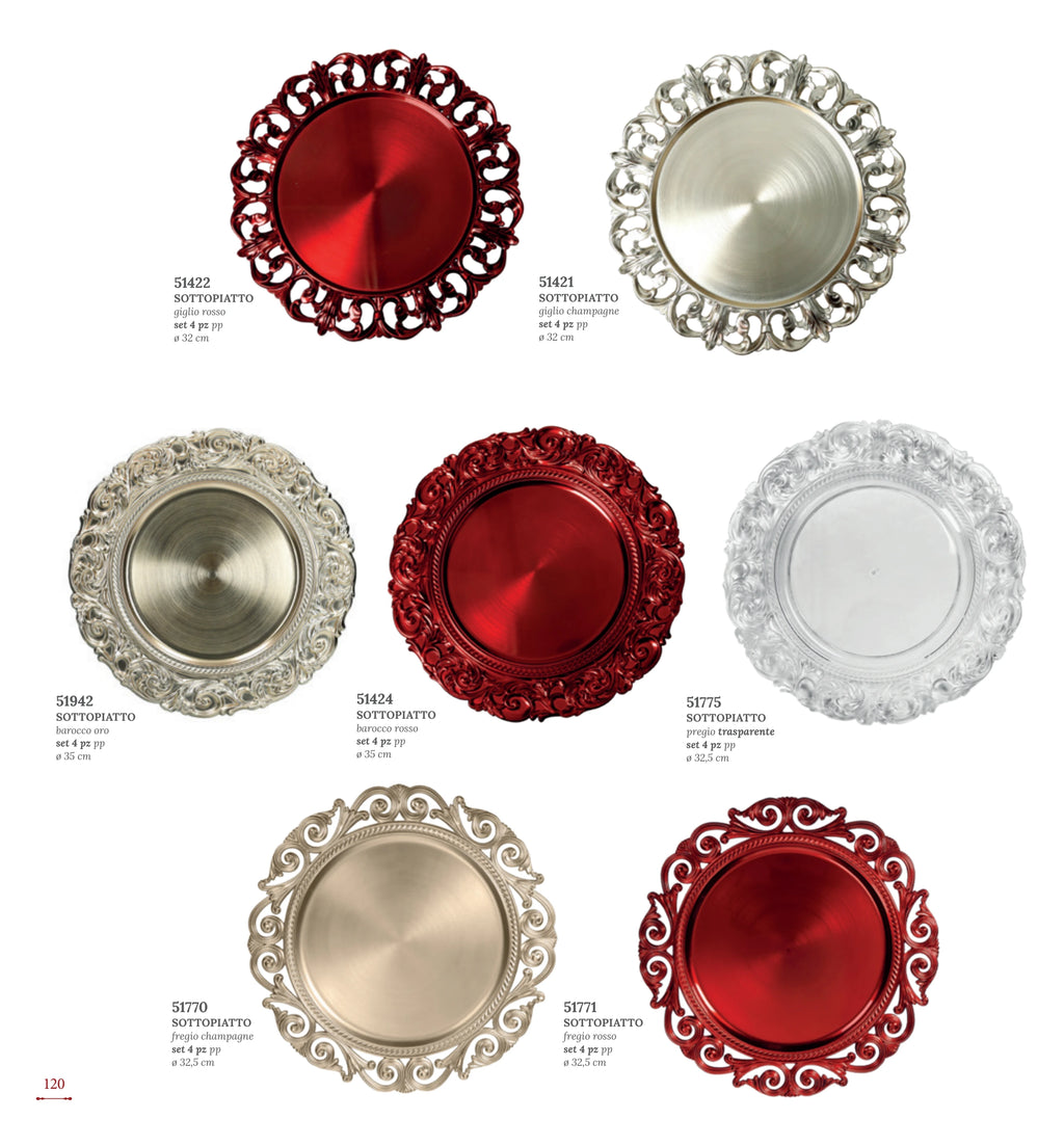 SET 4 PZAS BAJOPLATOS LIRIO ROJO — yebw pág. 123