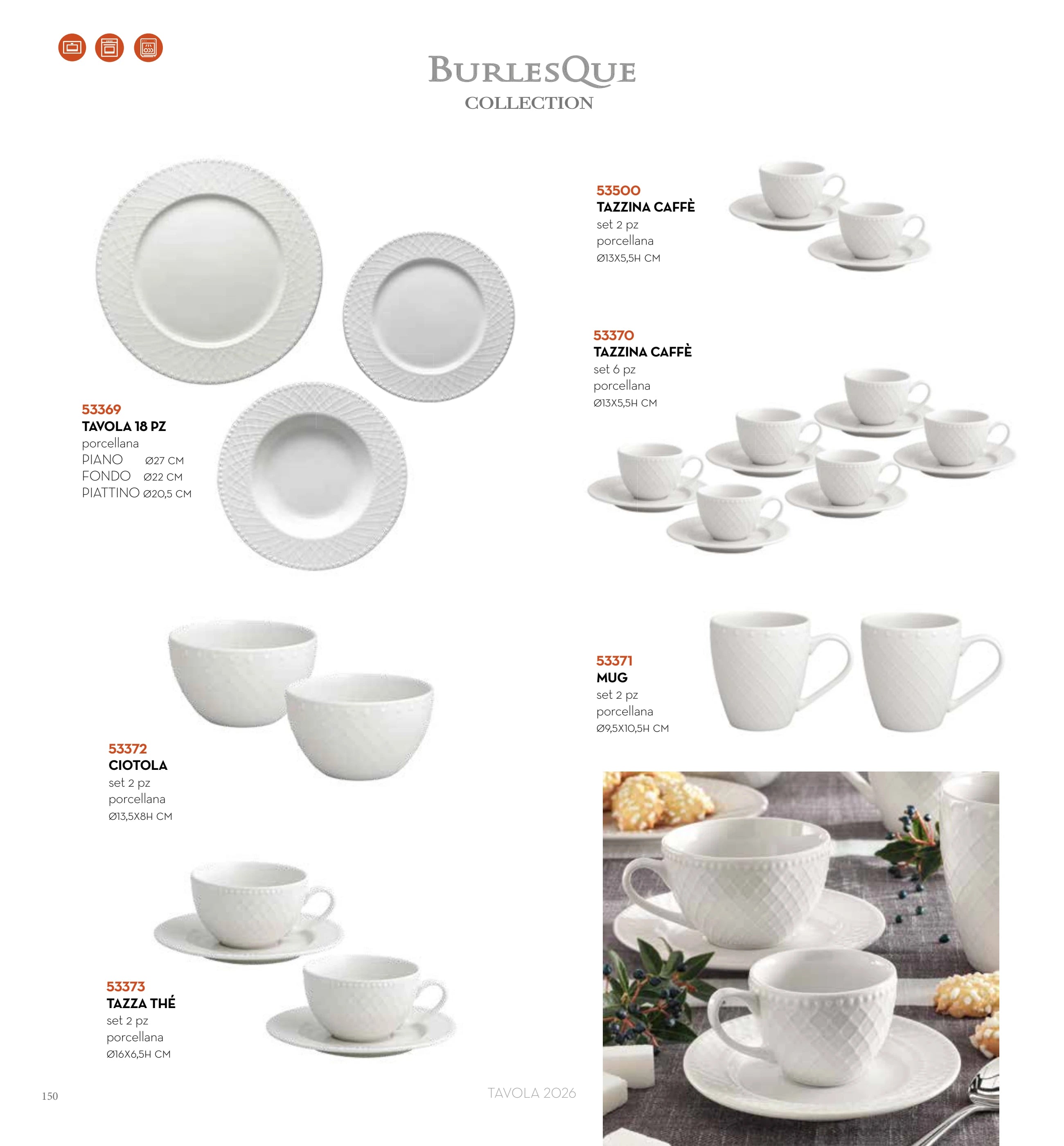SET DE MESA 18 PZAS BURLESQUE PORCELANA — brandani-catalogo-tavola-2026 pág. 153
