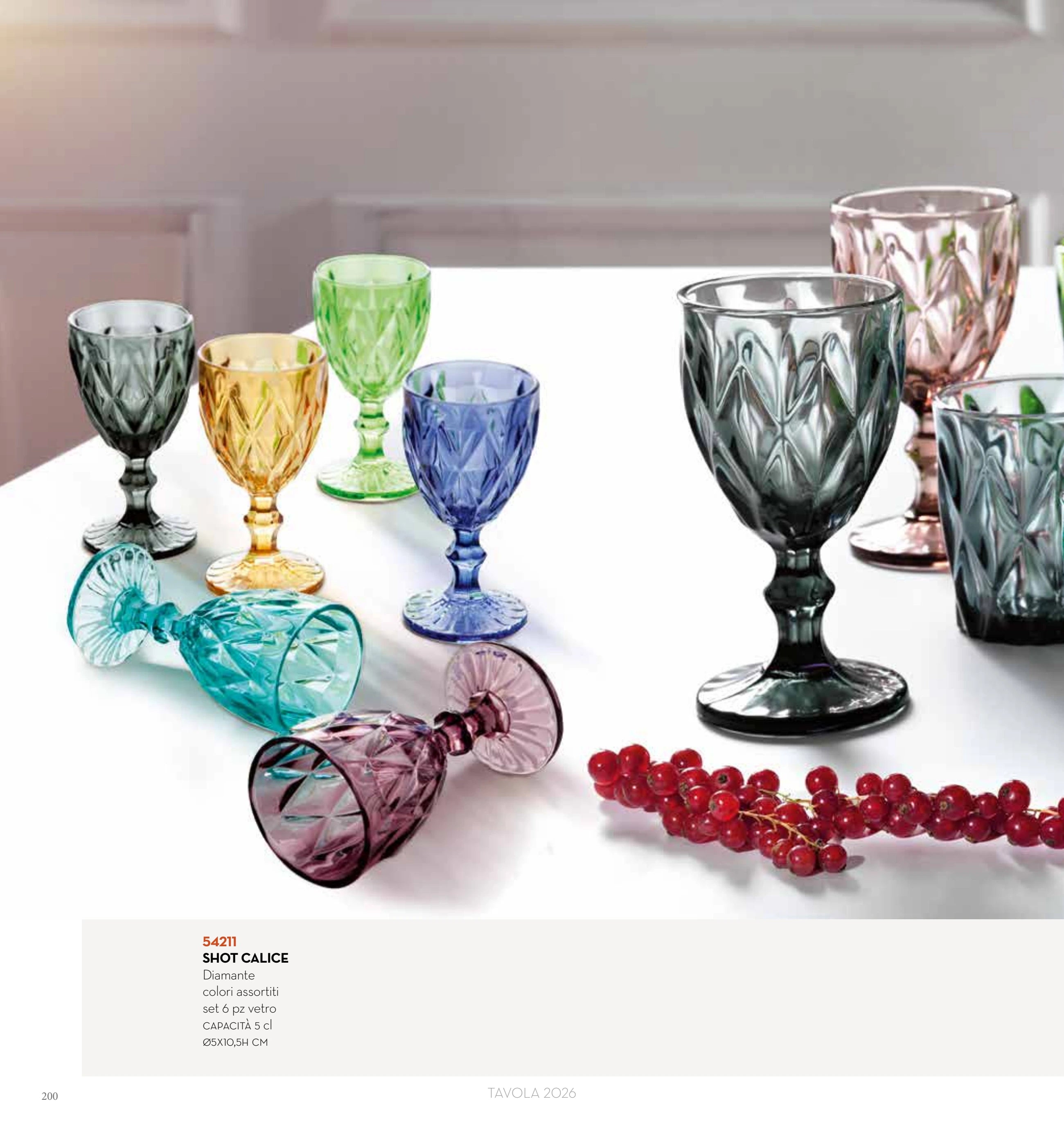 SET LICOR DIAMANTE COLORES SURTIDOS 6 UN. CRISTAL — brandani-catalogo-tavola-2026 pág. 203