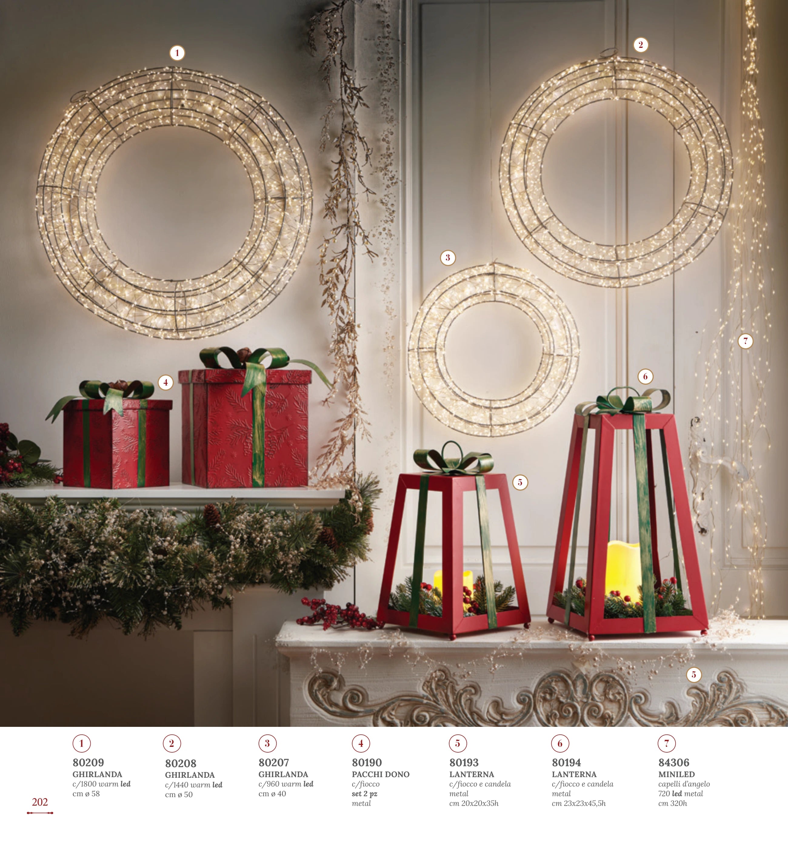 CORONA GUIRNALDA C/ 1.800 LED CALIDO 58 CMS — yebw pág. 205
