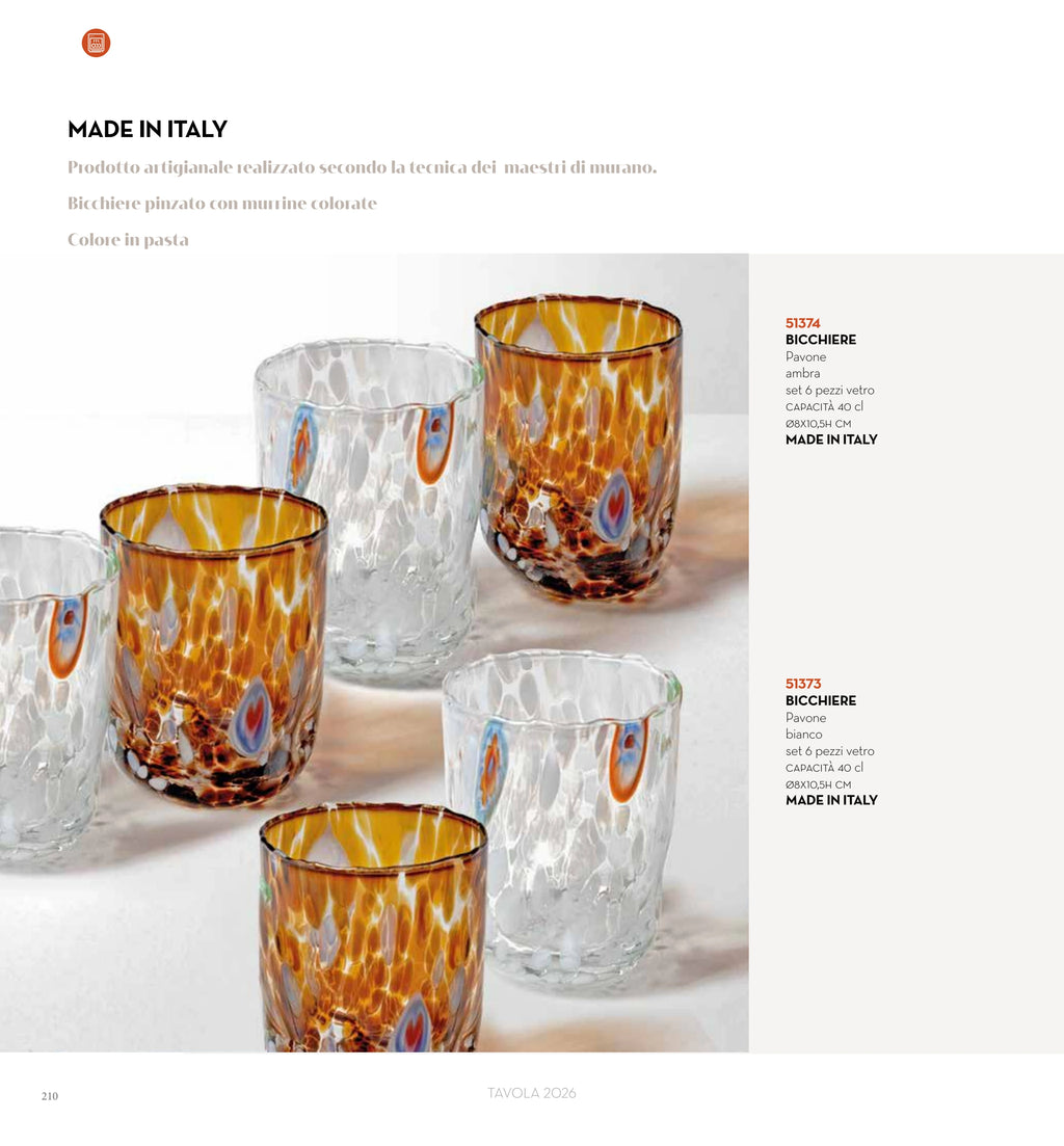 SET 6 VASOS PAVONE AMBAR — brandani-catalogo-tavola-2026 pág. 210