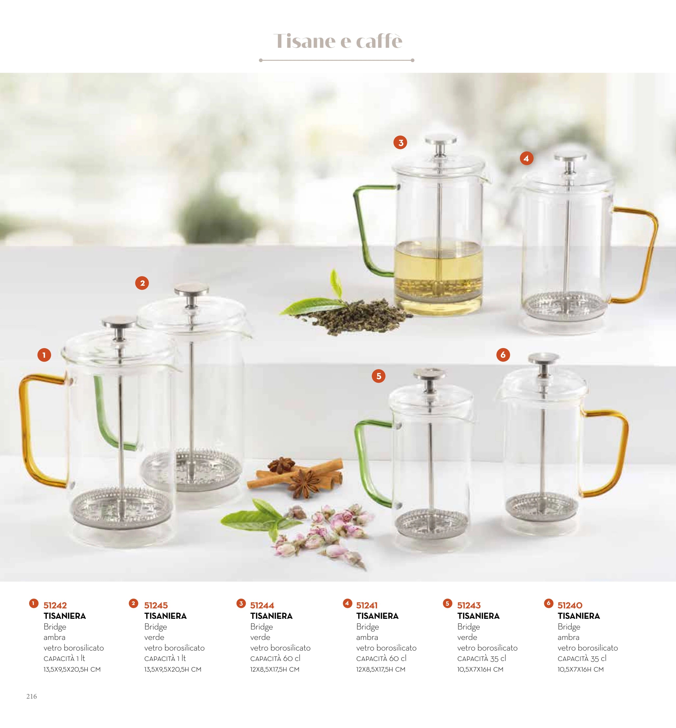 TISANERA BRIDGE AMBAR 60 CLT BOROSILICATO — brandani-catalogo-tavola-2026 pág. 218