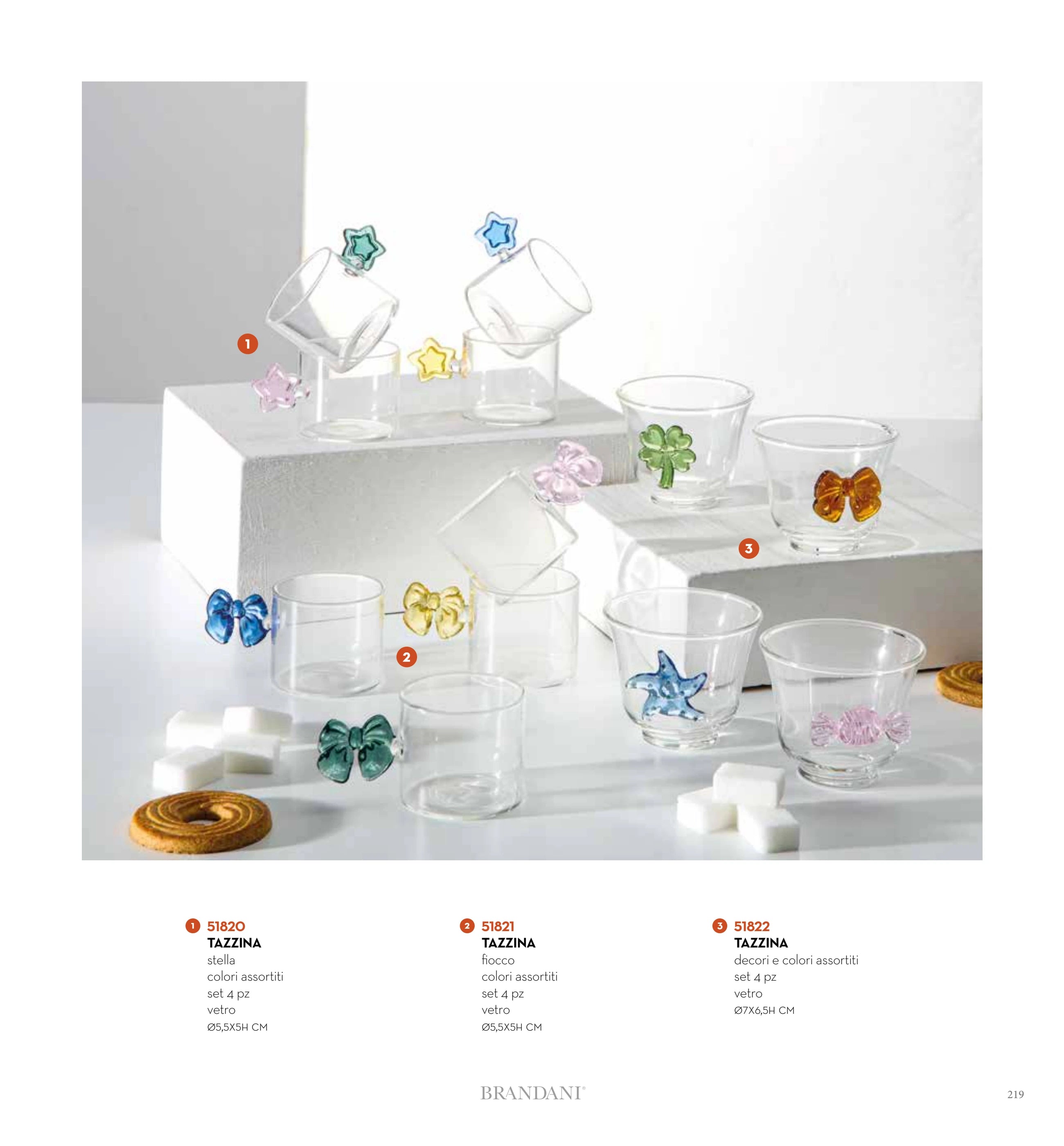 SET 4 PZAS TAZAS ESPRESSO FIOCCO COL. SURT. — brandani-catalogo-tavola-2026 pág. 220