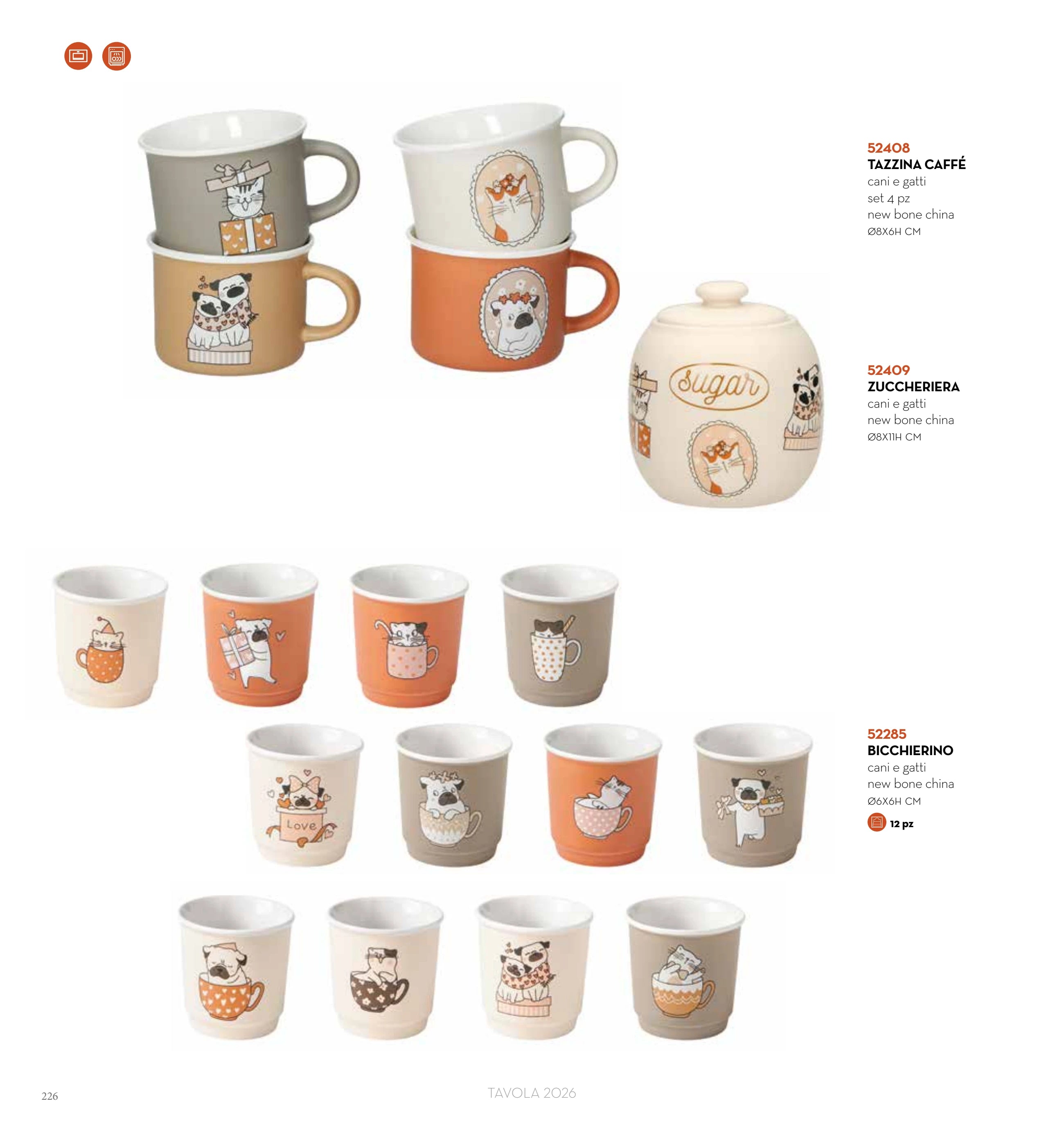 SET 4 TAZAS CAFE DOGS AND CATS NEW BONE CHINA — brandani-catalogo-tavola-2026 pág. 227