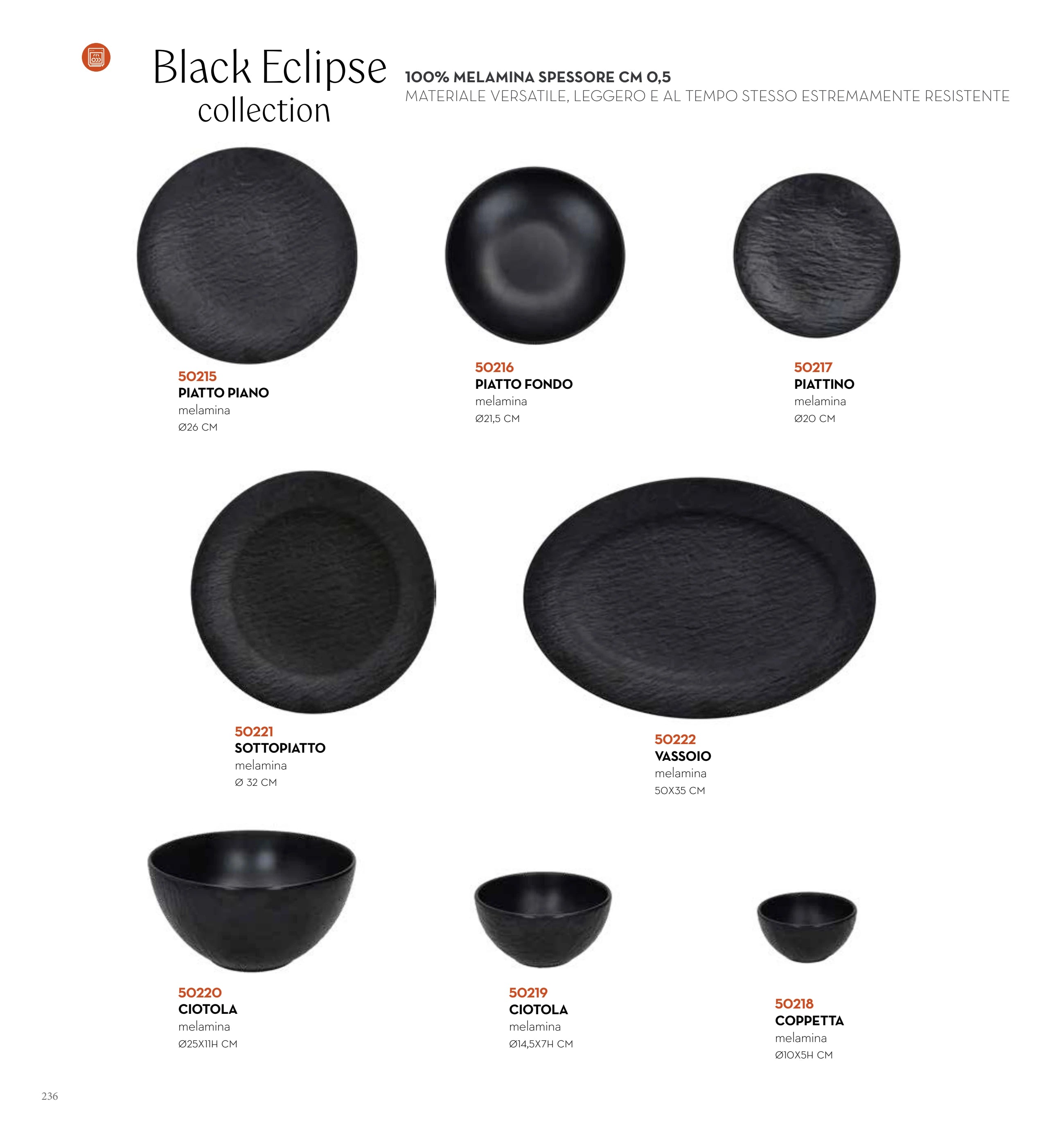 FUENTE OVALADA BLACK ECLIPE 50 x 35 CME MELAMINA — brandani-catalogo-tavola-2026 pág. 239