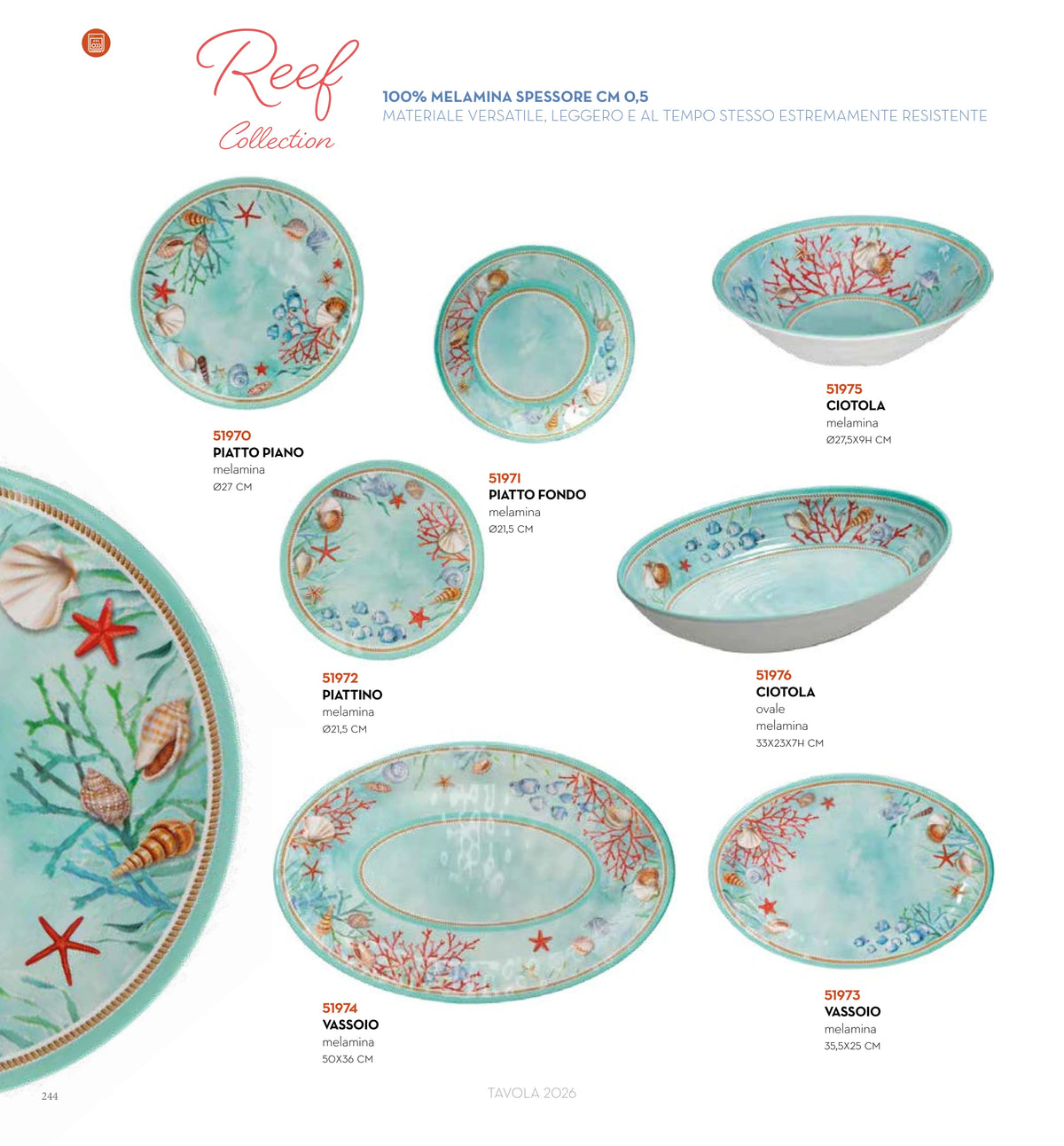 FUENTE OVALADA 35 CMS REEF MELAMINA — brandani-catalogo-tavola-2026 pág. 246