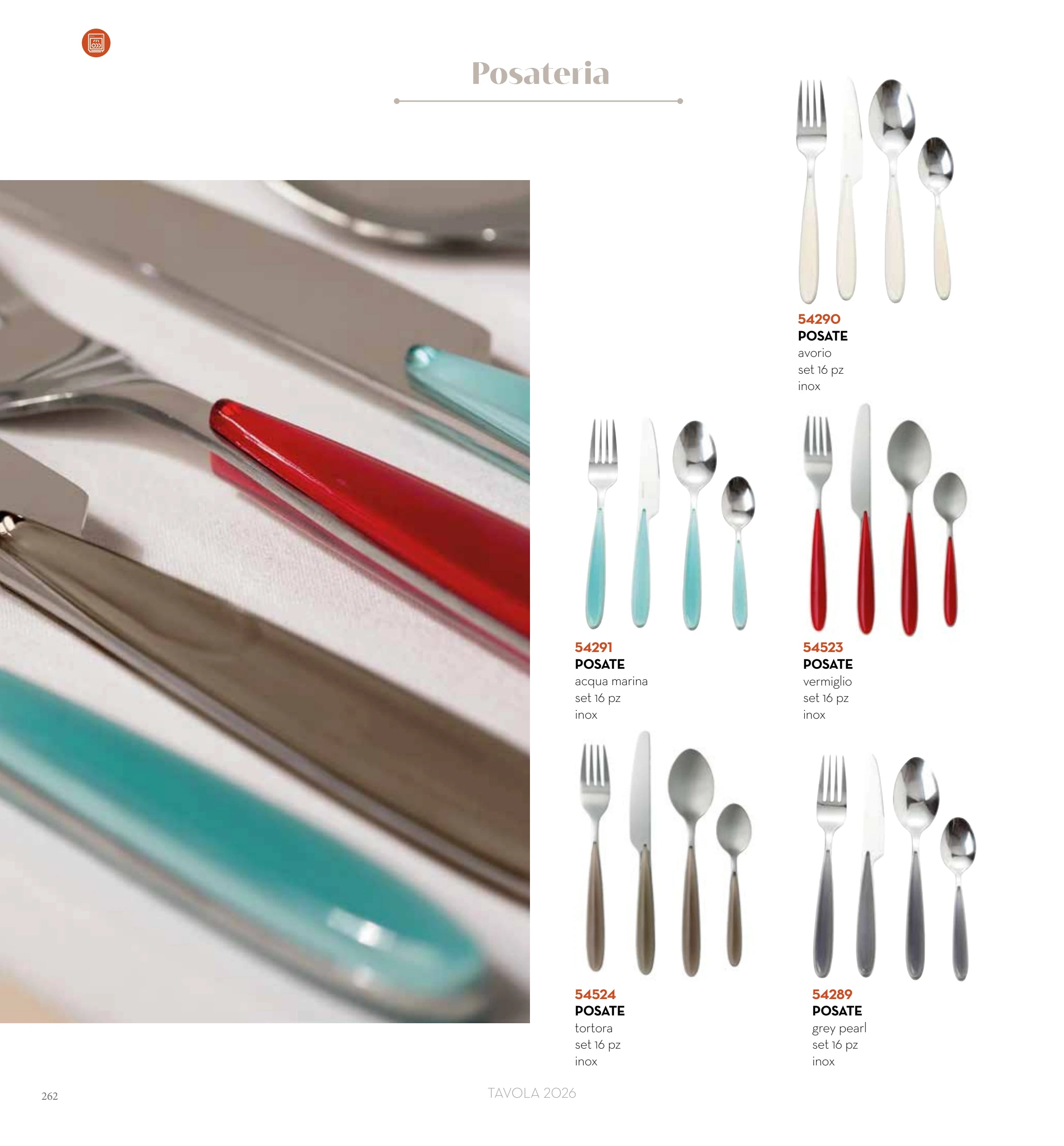 SET DE CUBIERTOS GREY PEARL 16 UN INOX — brandani-catalogo-tavola-2026 pág. 264