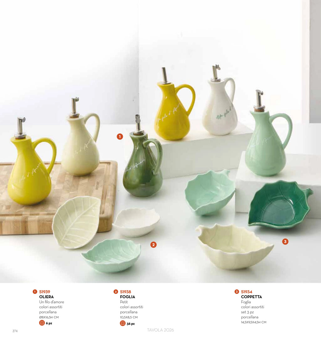 SET 3 PZAS CUENCOS-CAZOLETAS FOGLIA COL. SURT. 14,5 x 9,5 x 4,5H CMS — brandani-catalogo-tavola-2026 pág. 275