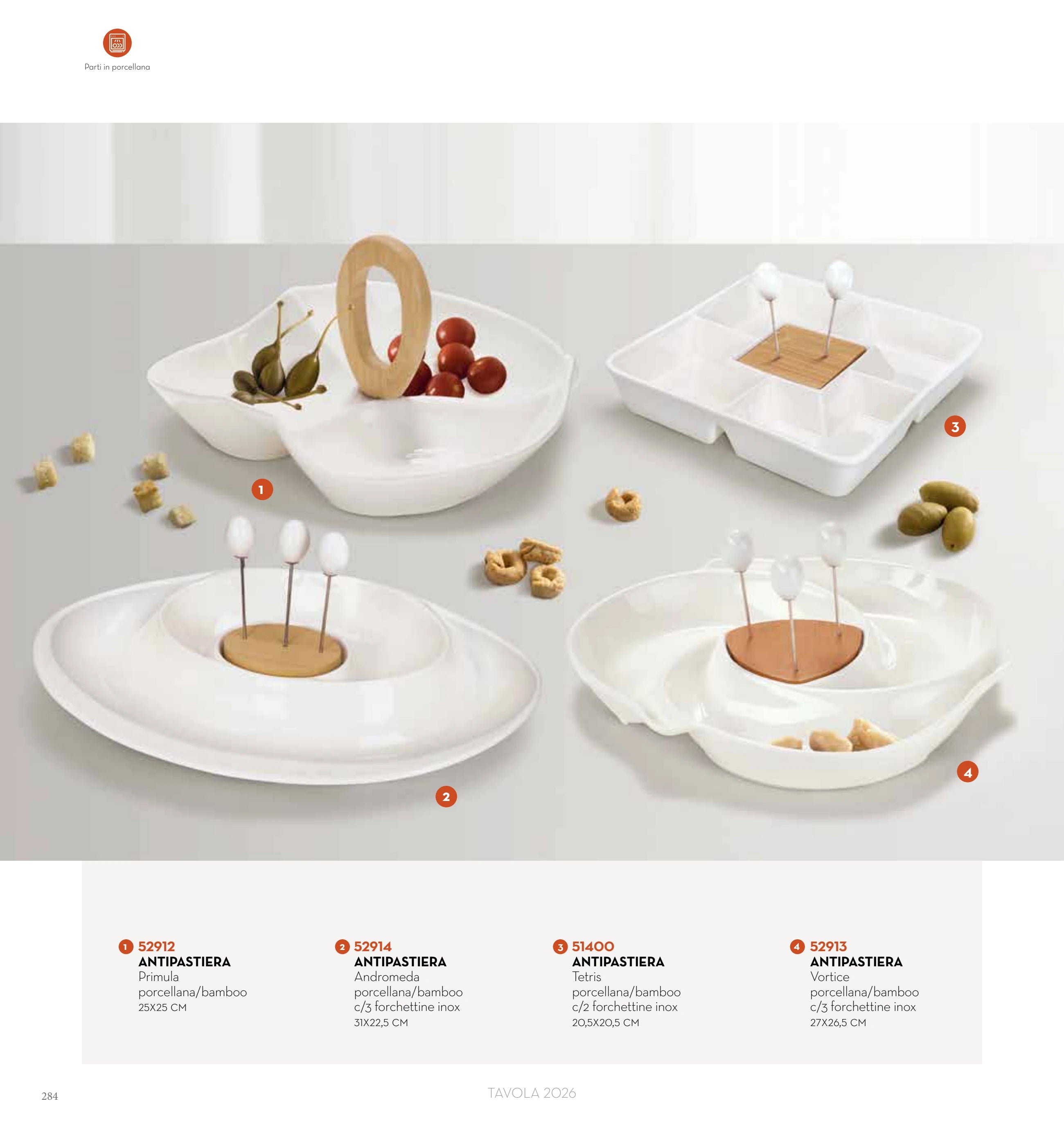 CENTRO APERITIVOS PRIMULA PORCELANA/BAMBOO — brandani-catalogo-tavola-2026 pág. 287