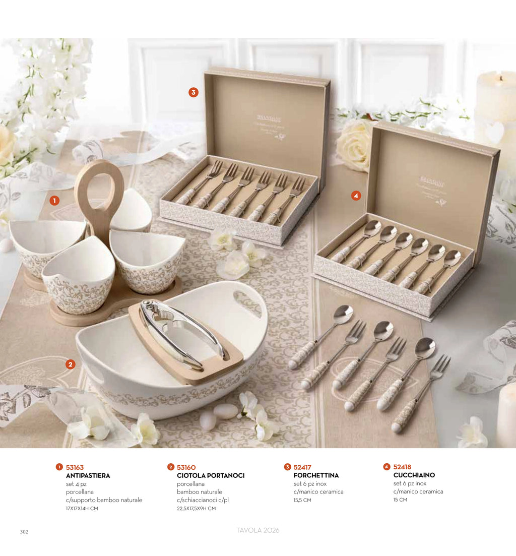 SET 4 PZAS ENTREMESERA RIZO DE HADA PORCELANA/BAMBU NATURAL — brandani-catalogo-tavola-2026 pág. 305