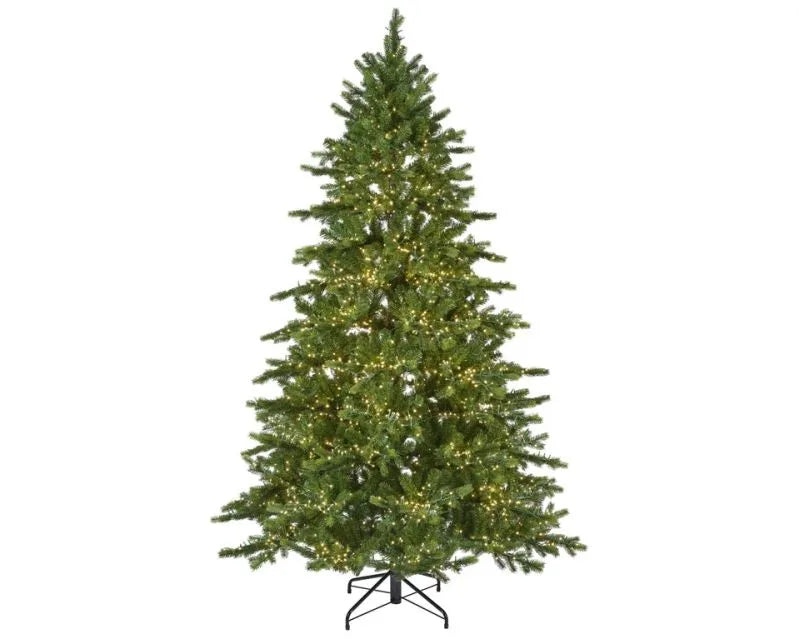 Árbol de Navidad tipo abeto con 3950 luces LED integradas, visto de frente.