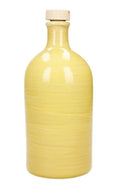 Aceitera artesanal de cerámica amarilla con capacidad de 500 ml, diseño italiano.