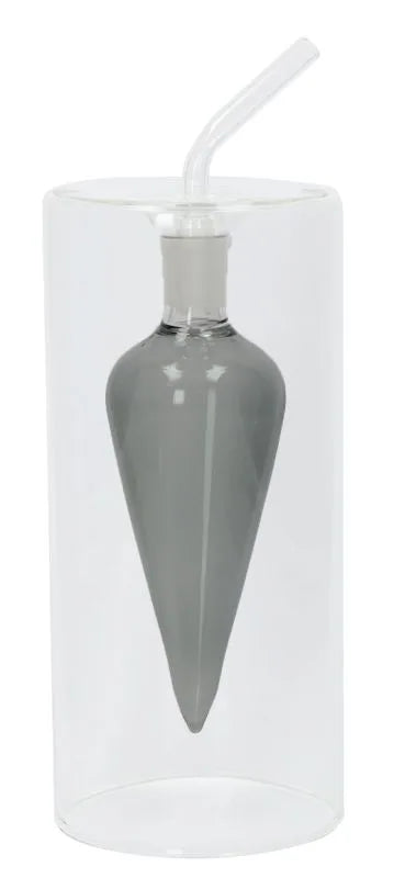 Aceitera Giara Gris de 10 cl con tapón, vista frontal.