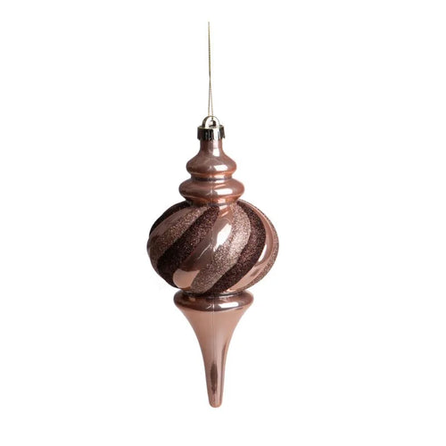 Esfera decorativa de 26.5 cm en color bronce con acabado de glitter.