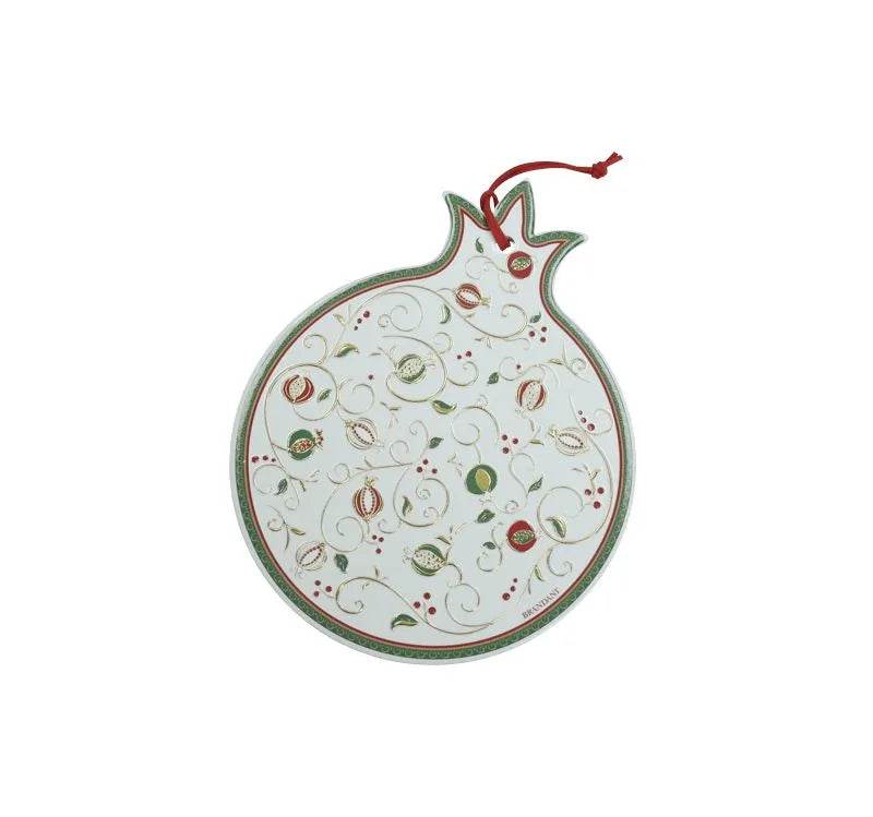 Adorno salvamantel Tempo di Festa de Brandani en color rojo y blanco, con diseño navideño.