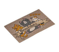 Alfombra Gatti con diseño de gatos para puerta de entrada, color neutro.