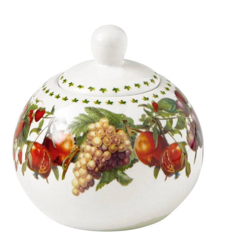 Azucarero Le Primizie de porcelana blanca con tapa.