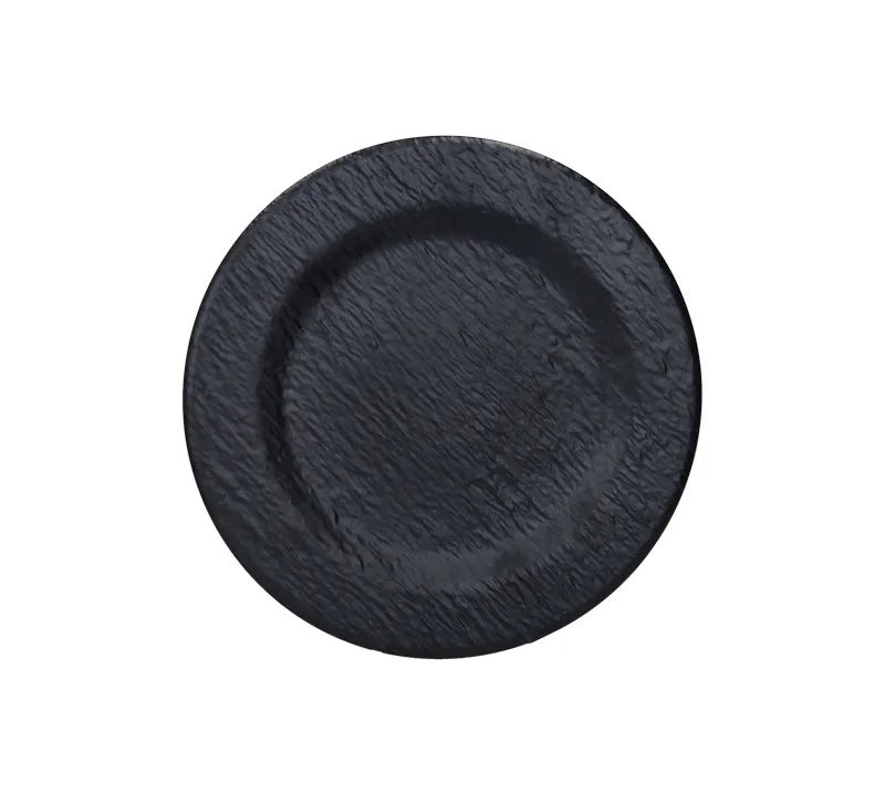 Bajoplato redondo de melamina negra de 32 cm de diámetro, colección Black Eclipse.