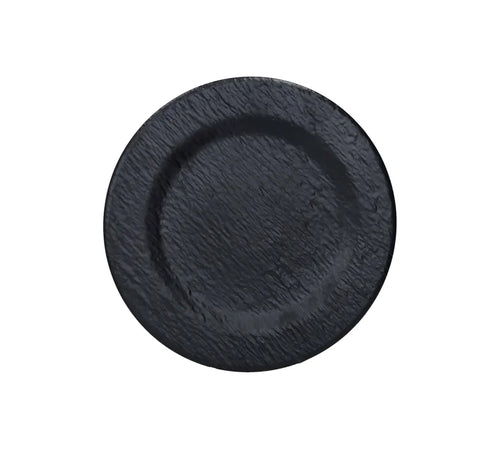 Bajoplato redondo de melamina negra de 32 cm de diámetro, colección Black Eclipse.