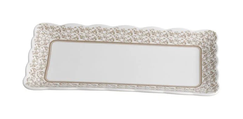 Bandeja rectangular de porcelana Rizos de Hada de Brandani Gift Group sobre fondo blanco.