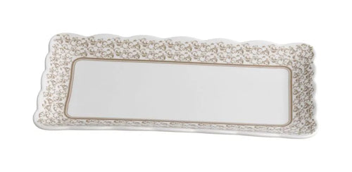 Bandeja rectangular de porcelana Rizos de Hada de Brandani Gift Group sobre fondo blanco.