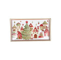 Bandeja rectangular de cerámica italiana, colección Villaggio In Festa, con un diseño festivo navideño.