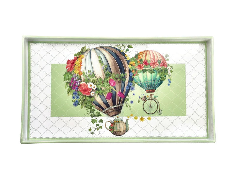 Bandeja rectangular de la colección Wonderland de Brandani, con unas dimensiones de 34 x 19 cm.