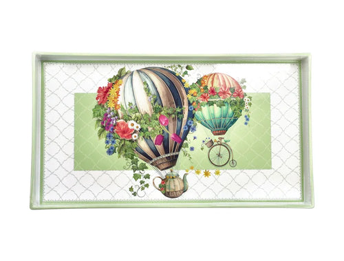 Bandeja rectangular de la colección Wonderland de Brandani, con unas dimensiones de 34 x 19 cm.