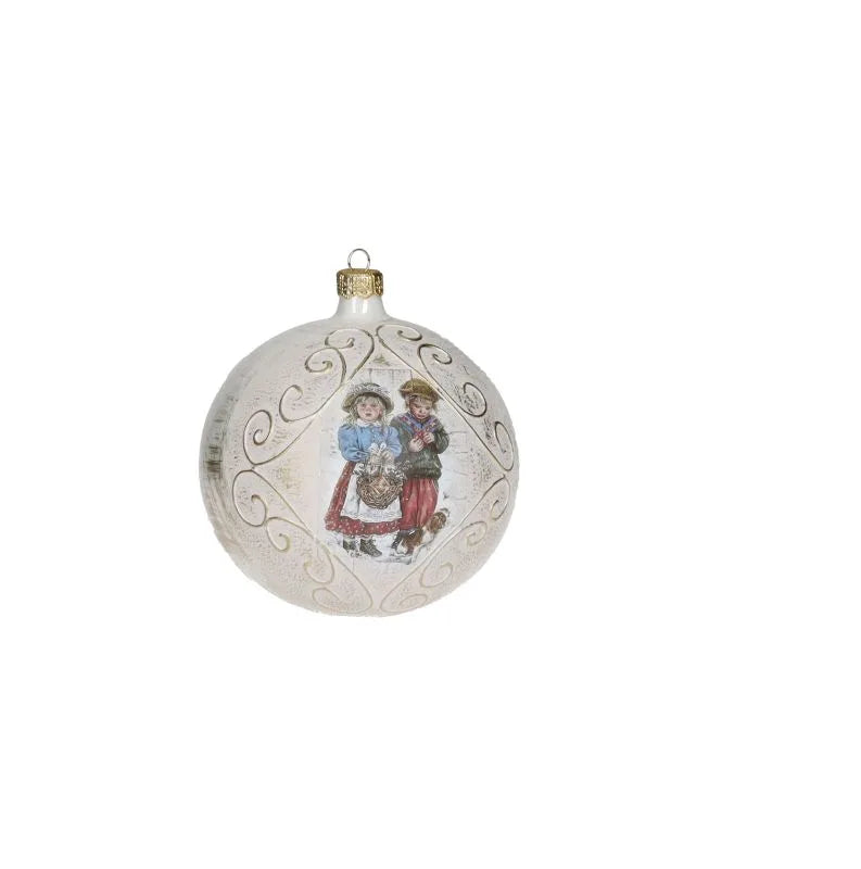 Bola de Navidad Cuccioli de 12 cm, pintada a mano, de Brandani Gift Group.