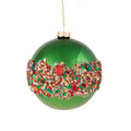 Bola de Navidad de 12 cm con lentejuelas y detalle de diamante en color verde.