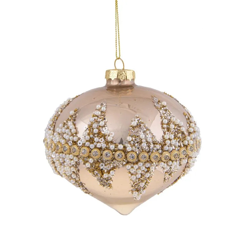 Bola de Navidad Cipolla de 10 cm con acabado brillante, diseño italiano.