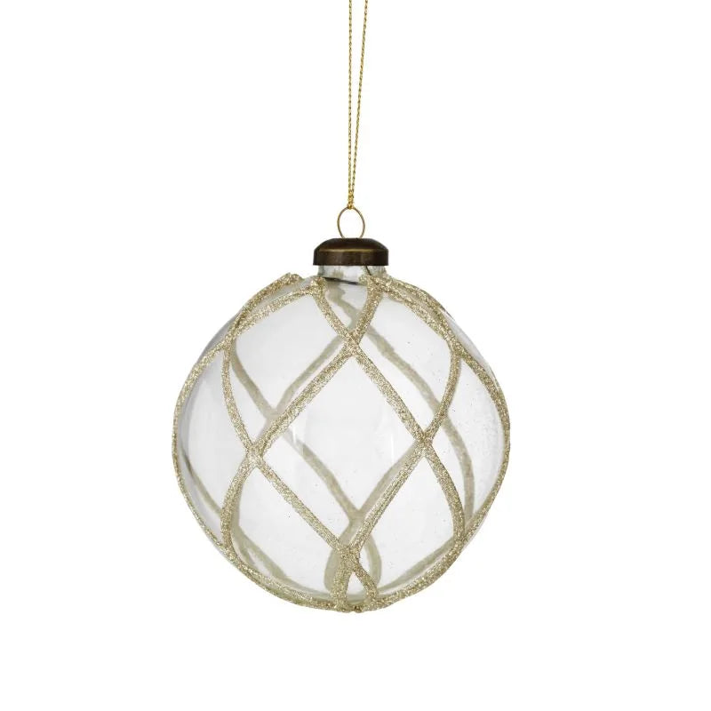Bola de Navidad Intreccio de 10 cm, con un diseño tejido, lista para colgar.
