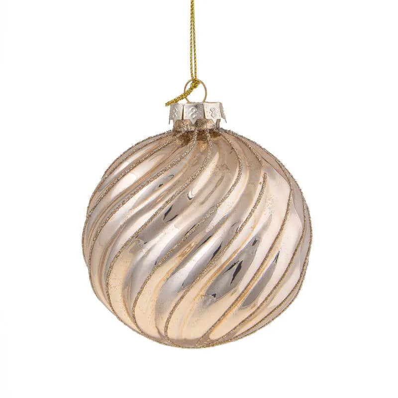 Bola de Navidad Onda Glitter de 10 cm con acabado brillante, ideal para decorar el árbol.