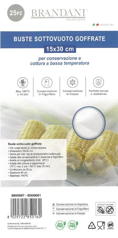 Pack de 25 bolsas herméticas de plástico de 15x30 cm, vistas de frente.